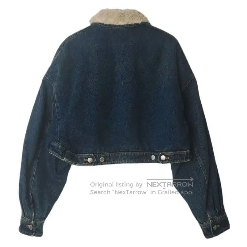 Prada Prada Blue Cropped Jacket with Fur Collar. Size L / US 10 / IT 46 - 2 Thumbnail