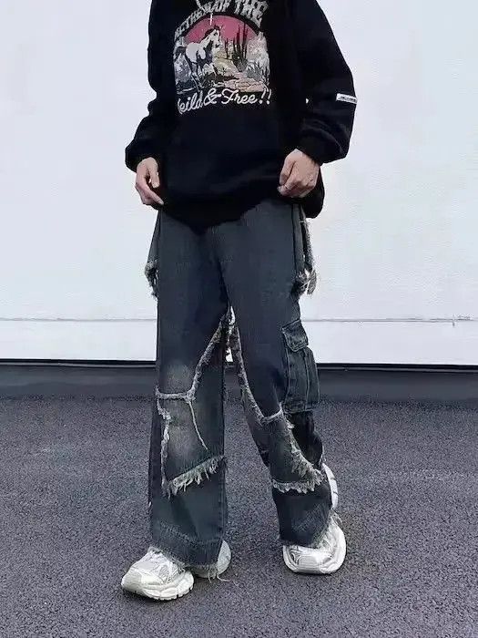 Japanese Brand STAR Embroidered Jeans, y2k Jeans Size US 32 / EU 48 - 2 Thumbnail