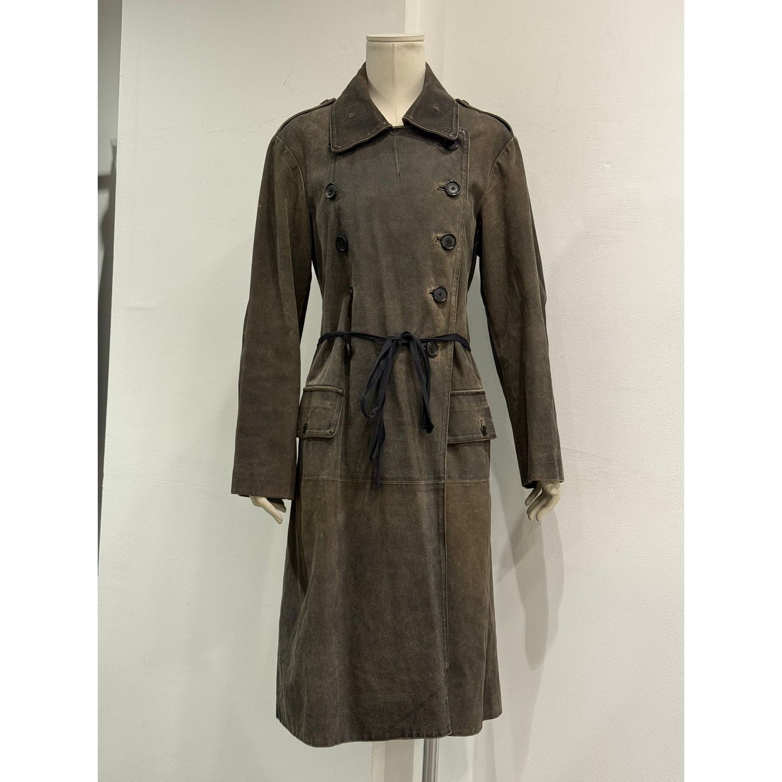 Ann Demeulemeester A/W2000 Ann Demeulemeester distressed leather belted coat Size S / US 4 / IT 40 - 2 Thumbnail