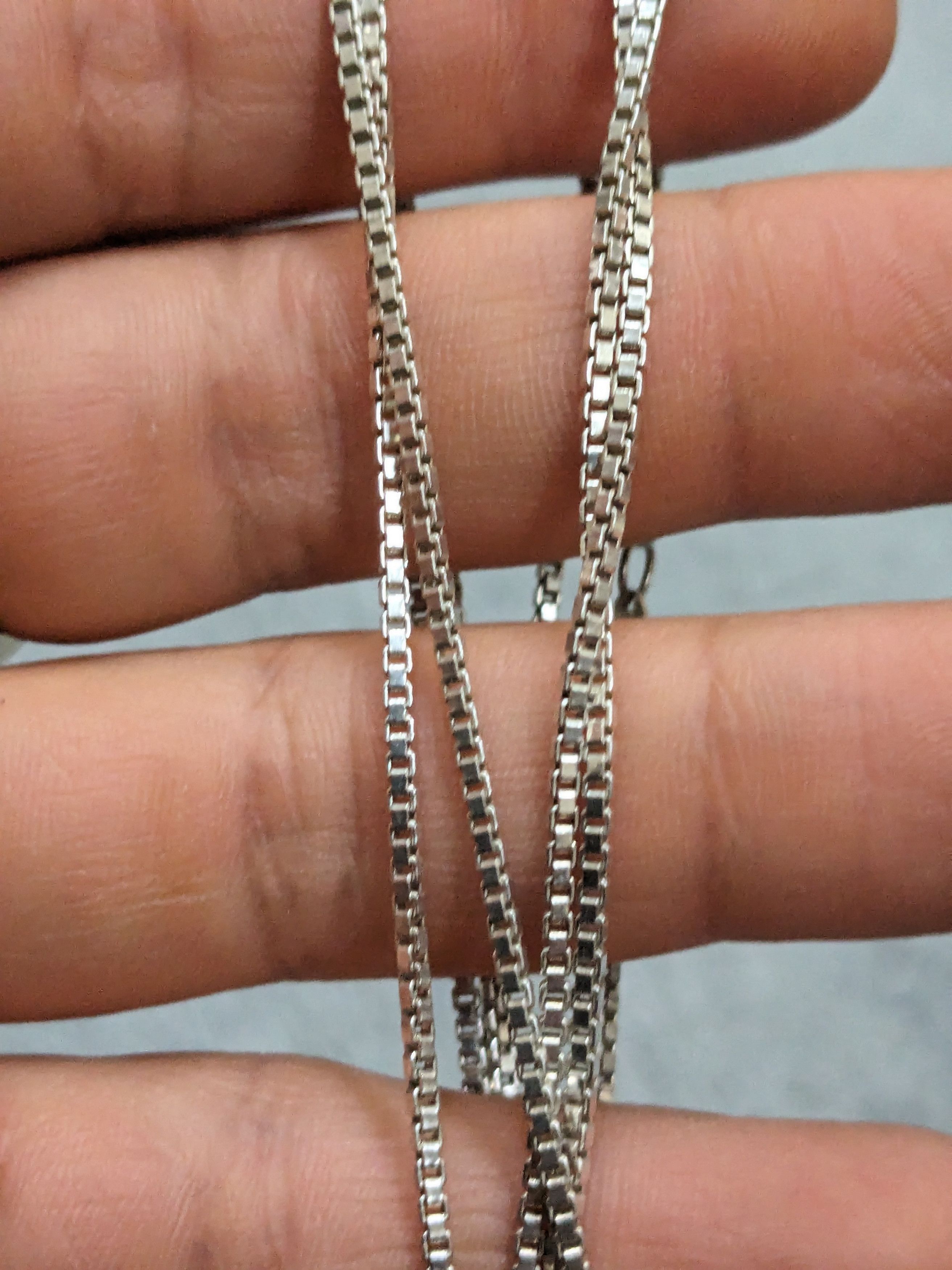 Jewelry Sterling Silver Box Link Necklace Chain 30" Modern Size ONE SIZE - 9 Thumbnail