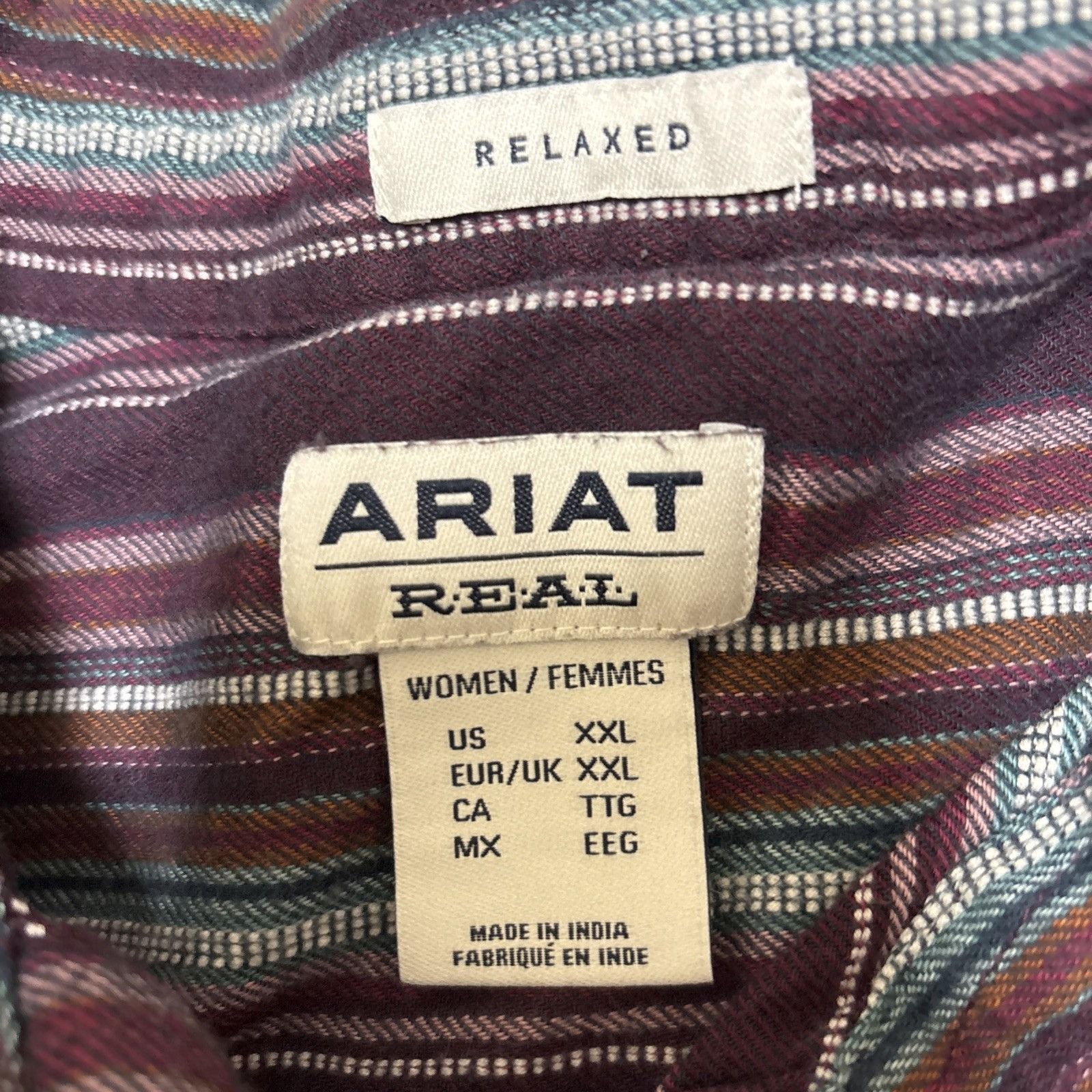 Ariat Ariat Billie Jean Western Shirt Womens XXL Aztec Stripe Burg Size XXL / US 16-18 / IT 52-54 - 7 Thumbnail