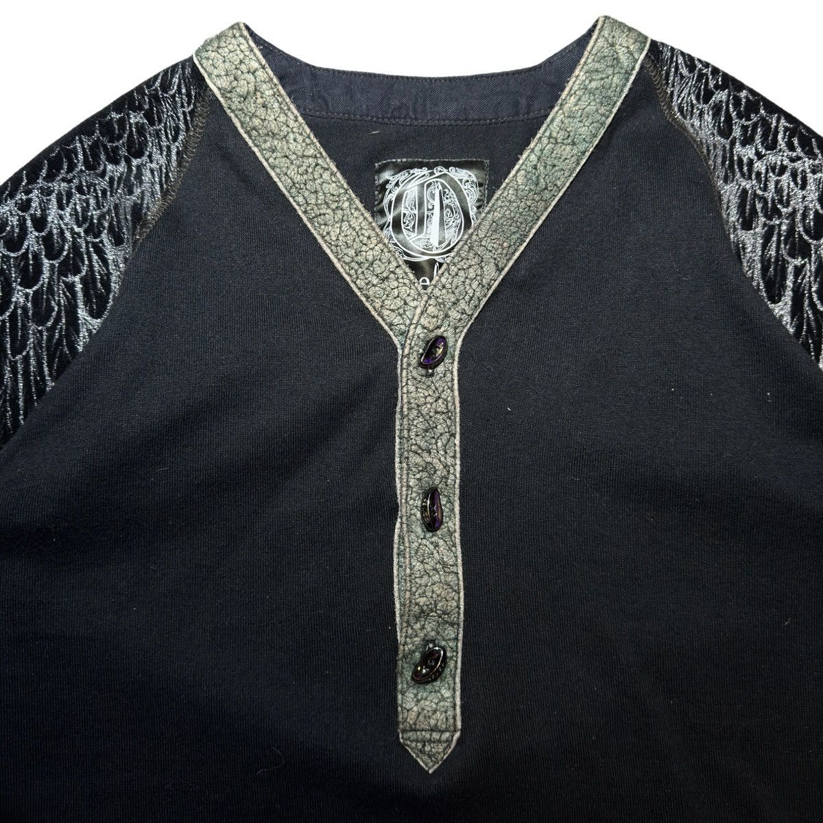 Obelisk Distressed Angel Wings Henley Size US S / EU 44-46 / 1 - 4 Thumbnail