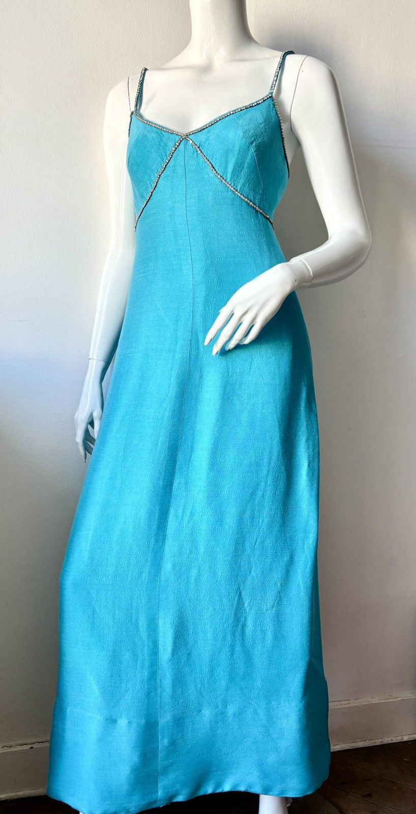 Other Asua blue Vintage Silk dress couture Size S / US 4 / IT 40 - 1 Thumbnail