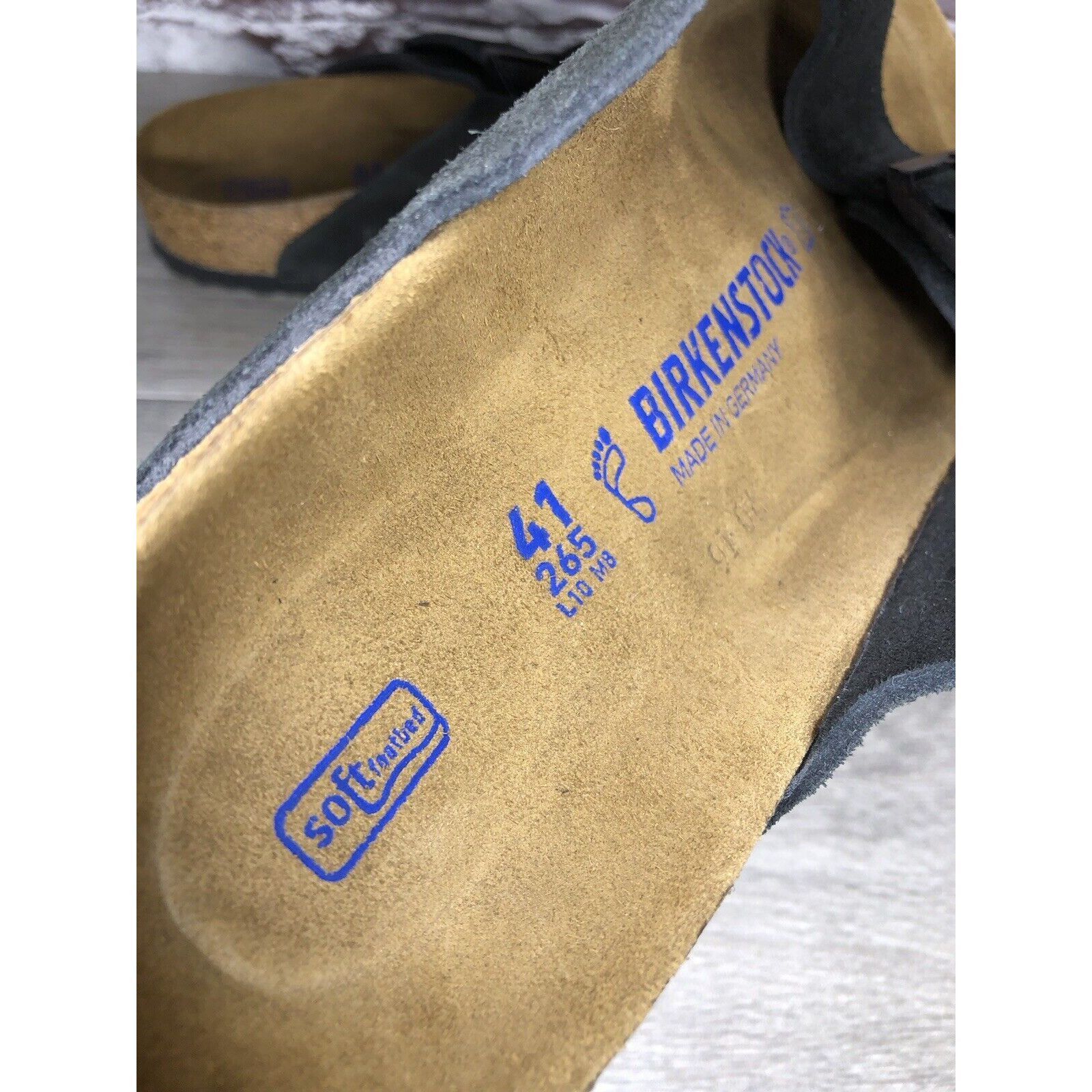 Birkenstock Birkenstock Arizona Black Suede Leather Strap Slides Sandals Size US 10 / IT 40 - 10 Thumbnail