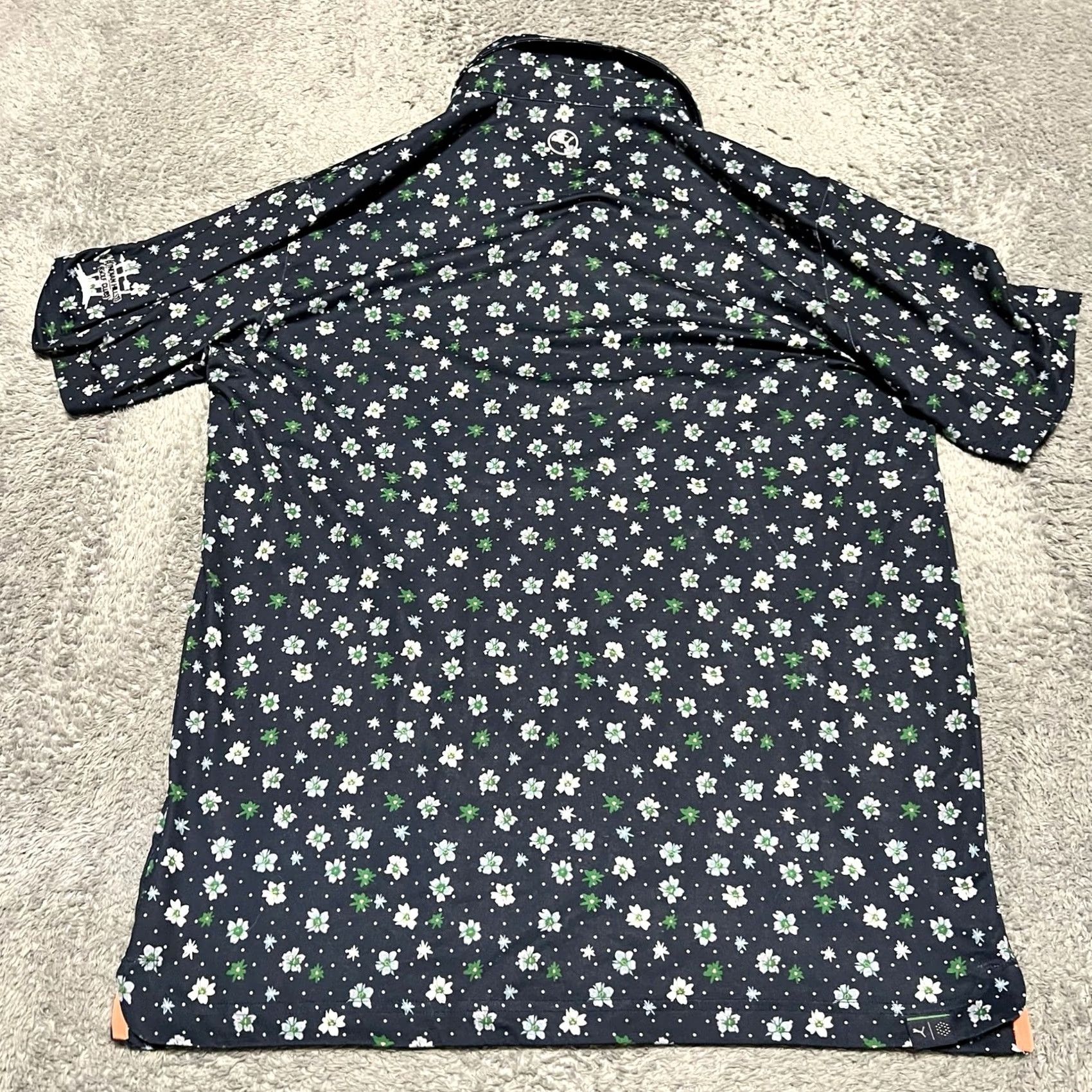 Puma Puma Polo Shirt Golf Mens Medium Blue All Over Print Floral Short Sleeve Stretch Size US M / EU 48-50 / 2 - 3 Thumbnail