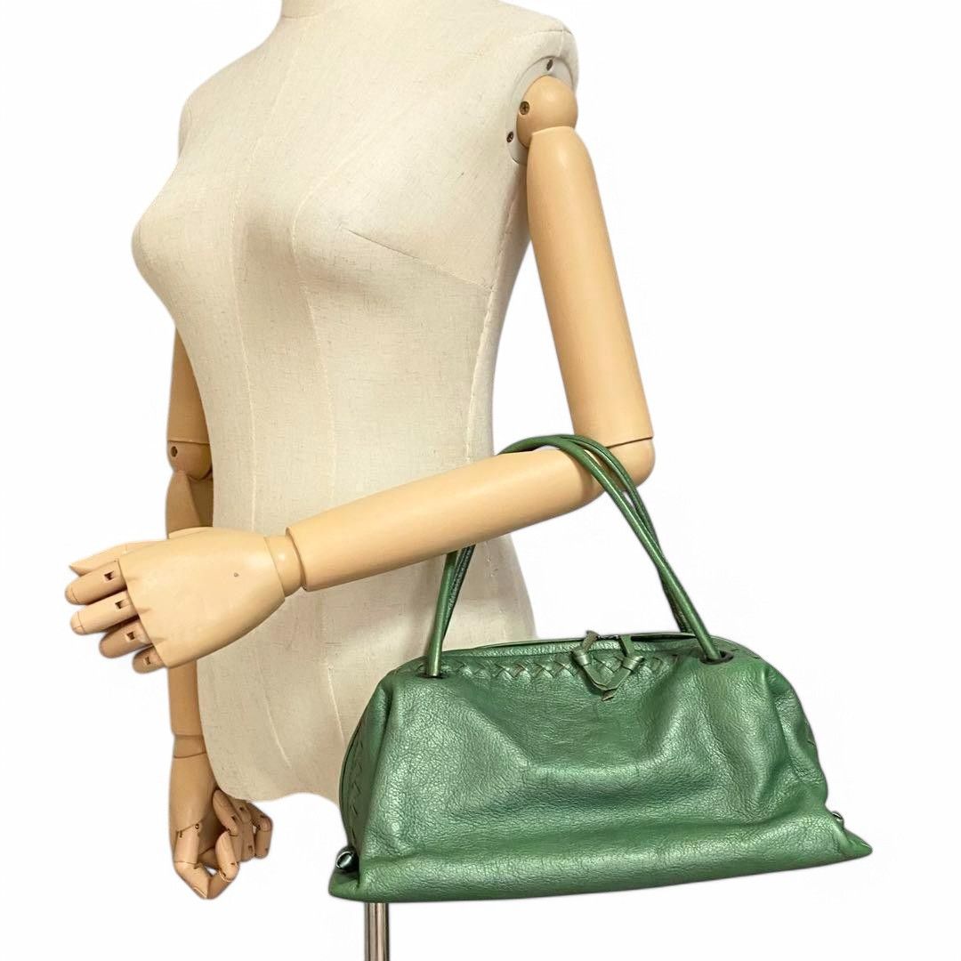 Bottega Veneta Bottega Veneta - Intrecciato Emerald Green Handbag Leather Size ONE SIZE - 2 Thumbnail