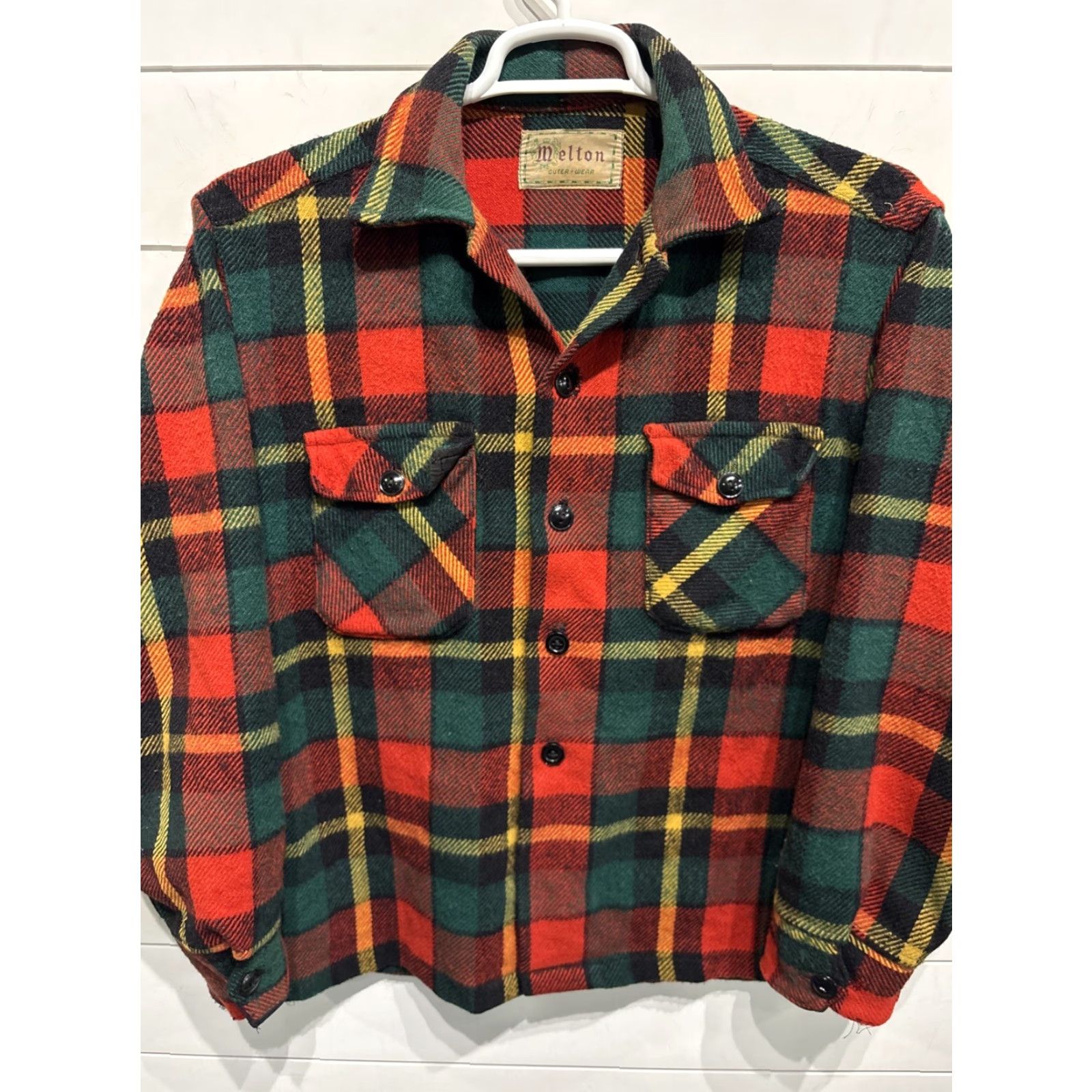 Vintage VINTAGE Melton Outerwear Wool Mackinaw Jacket Cruiser Hunting Plaid Mens Medium Shacket Jacket Size US M / EU 48-50 / 2 - 2 Thumbnail