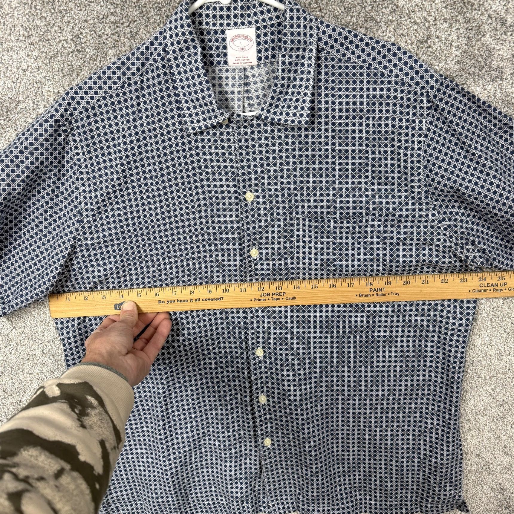 Brooks Brothers Brooks Brothers 1818 Button-Up Shirt Geometric Blue Mens Large Short Sleeve Casual Preppy Lightweight Linen Cotton 60/40 Chest 48 in Size US L / EU 52-54 / 3 - 3 Thumbnail