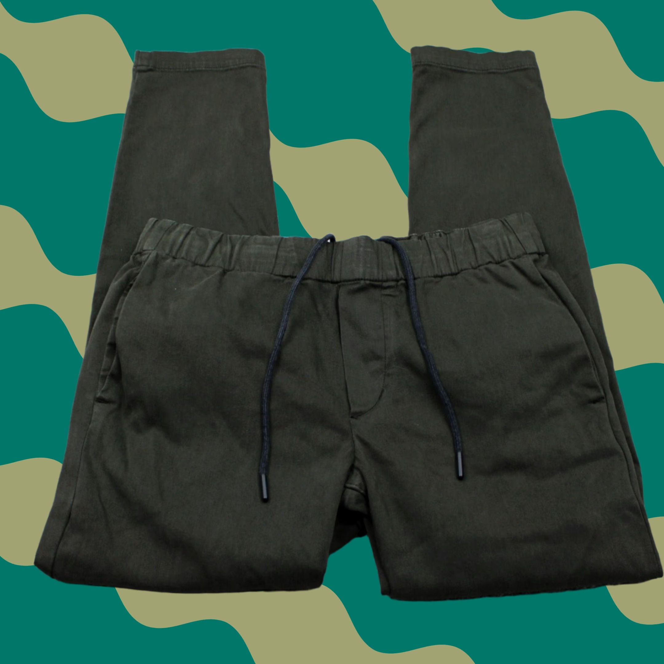 J Brand J Brand Joggers Pants Mens XS Green Drawstring 28" Inseam Stretch Knit Regular Straight 5-Pocket Solid Vintage: No Size US 27 - 1 Thumbnail