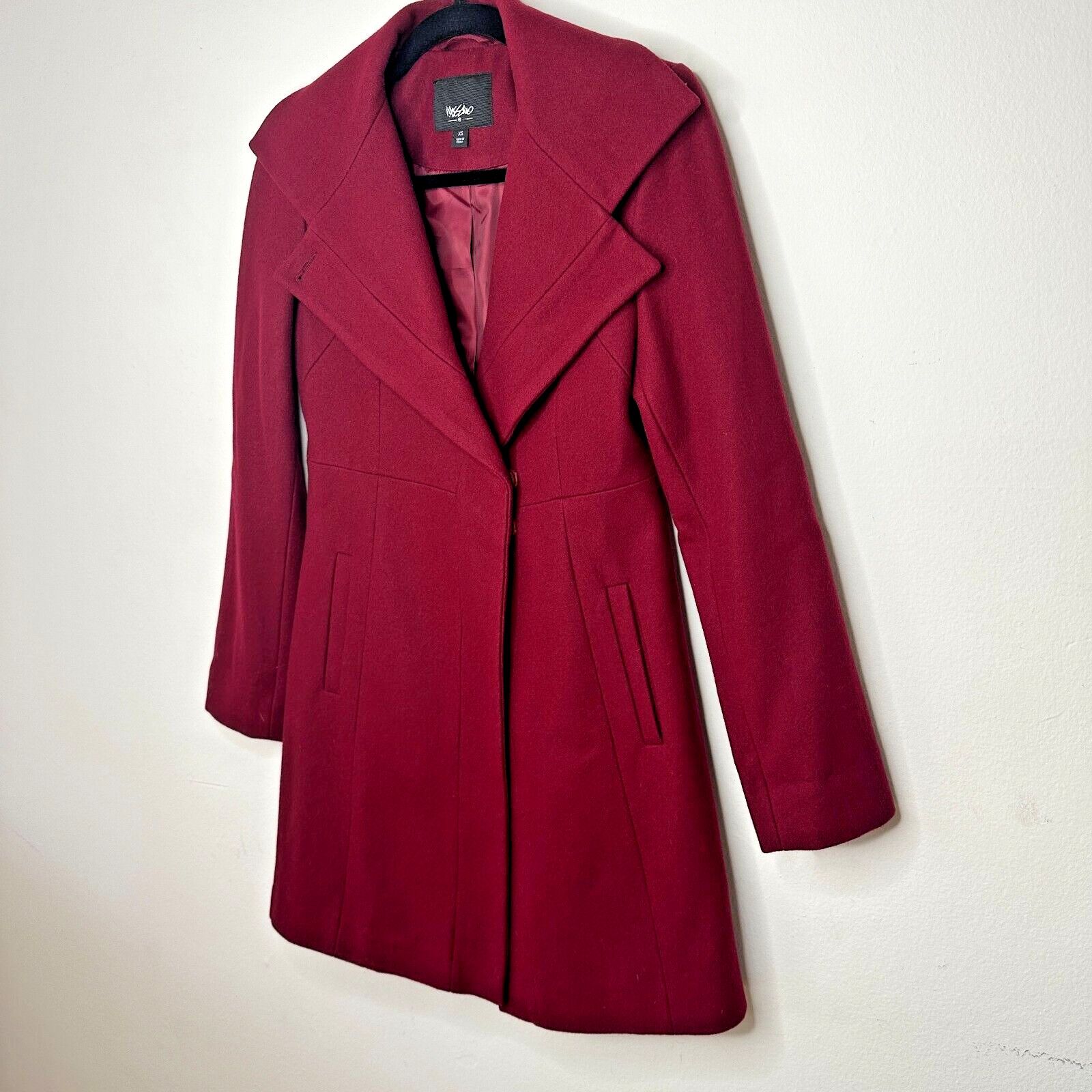 Mossimo Mossimo Red Wool Fitted Long Line Button Coat Welt Pocket XS Size XS / US 0-2 / IT 36-38 - 6 Thumbnail