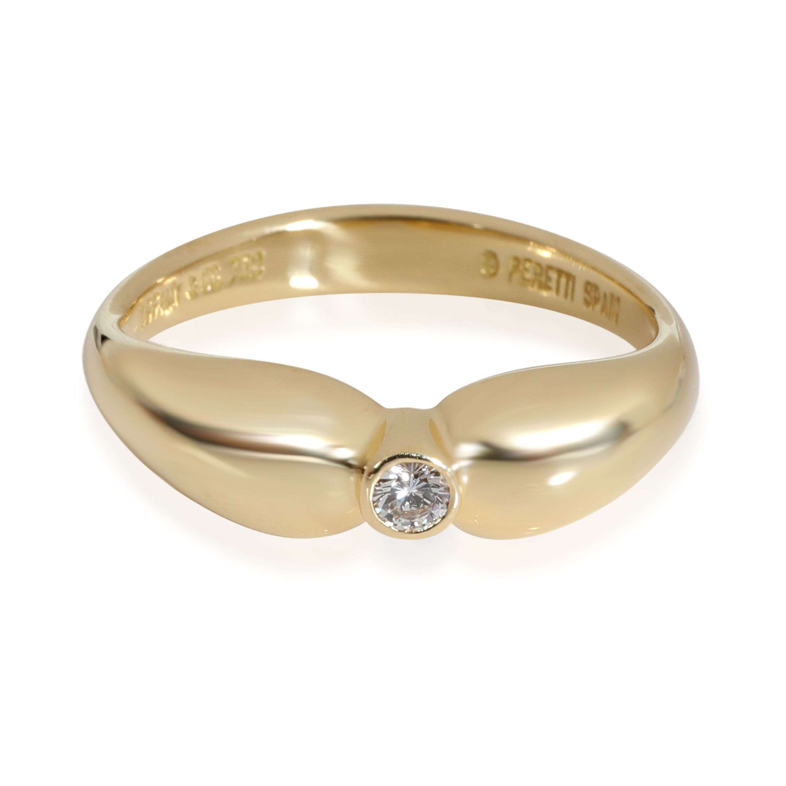 image of Tiffany Co Tiffany & Co. Elsa Peretti Bezel Diamond Ring In 18K Yellow Gold 0.04 Ctw, Women's
