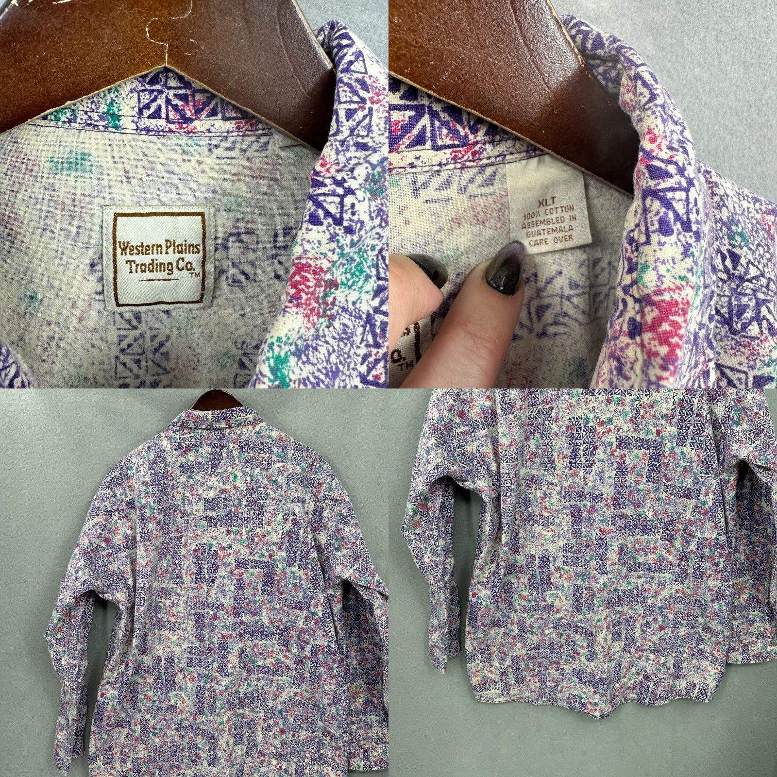 CO VINTAGE Western Plains Trading Co Shirt Mens XL Tall Purple Cowboy Rodeo Y2k 90s Size US XL / EU 56 / 4 - 8 Thumbnail