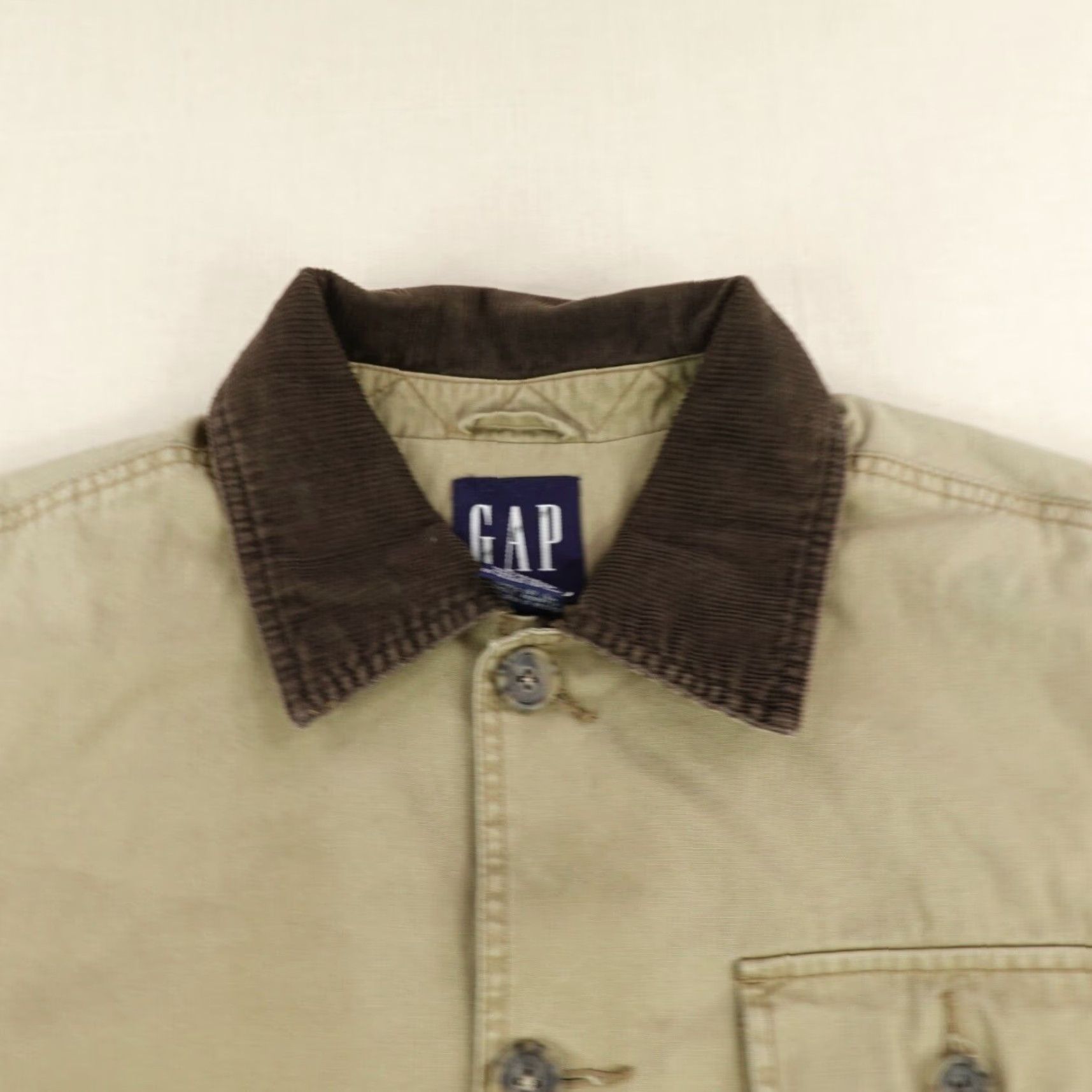 Gap VINTAGE Gap Jacket Medium Tan Corduroy Collar Field Chore Barn Coat Flannel Quilt Lined Size US M / EU 48-50 / 2 - 2 Thumbnail