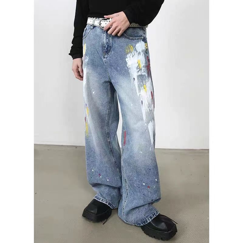 Japanese Brand × Jean Men's American street style ink-washed distressed jeans Size US 32 / EU 48 - 1 Thumbnail