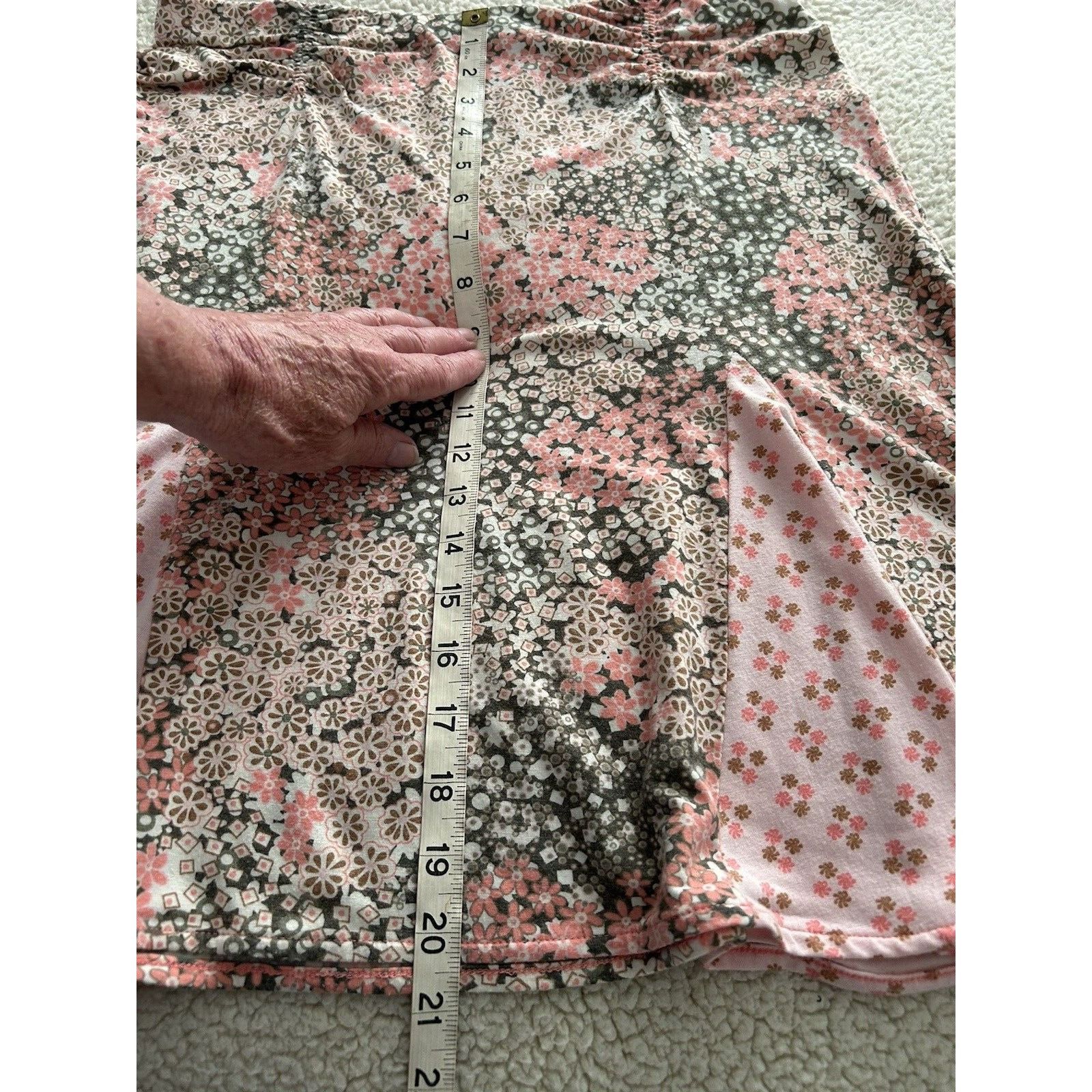 Other Personal Identity Pink Floral Pull On Knit Skater Skirt Juni Size 28" / US 6 / IT 42 - 5 Thumbnail
