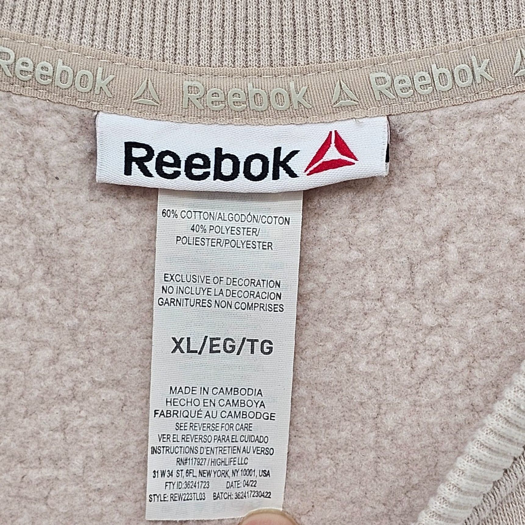 Reebok Reebok Sweatshirt XL Taupe Cotton Long Sleeve Regular Fit Pullover Women Size XL / US 12-14 / IT 48-50 - 6 Thumbnail