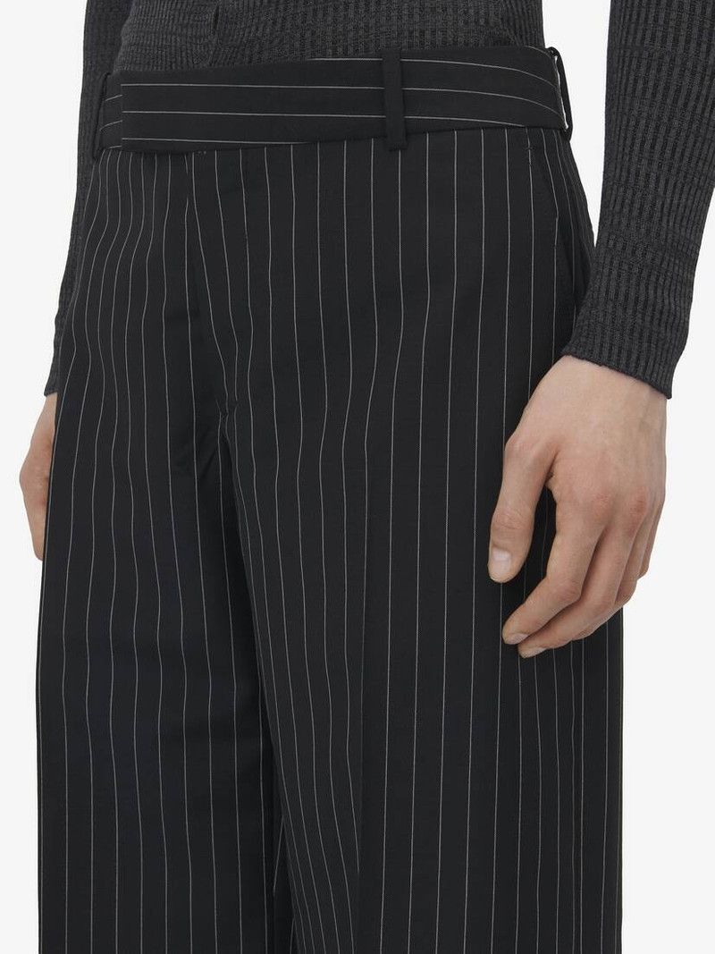 Alexander McQueen o1srvl11e0226 Pinstripe Low Rise Trousers In Black Size US 32 / EU 48 - 5 Thumbnail