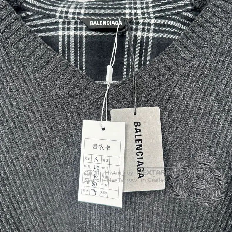 Balenciaga Balenciaga Black and Grey Wheat Embroidered Plaid Patchwor Size US S / EU 44-46 / 1 - 5 Thumbnail