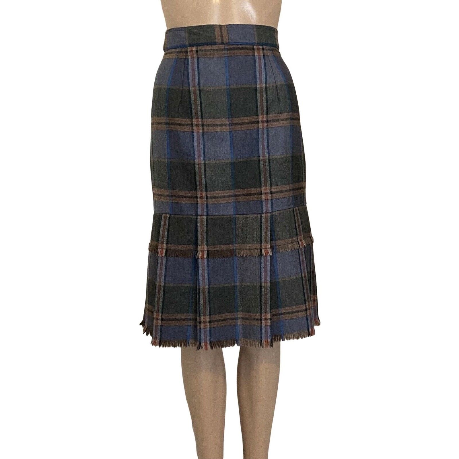 Escada VTG New 70’s Escada SRB 10 Wool Skirt Tartan Plaid Fringe Mi Size 32" / US 10 / IT 46 - 1 Thumbnail