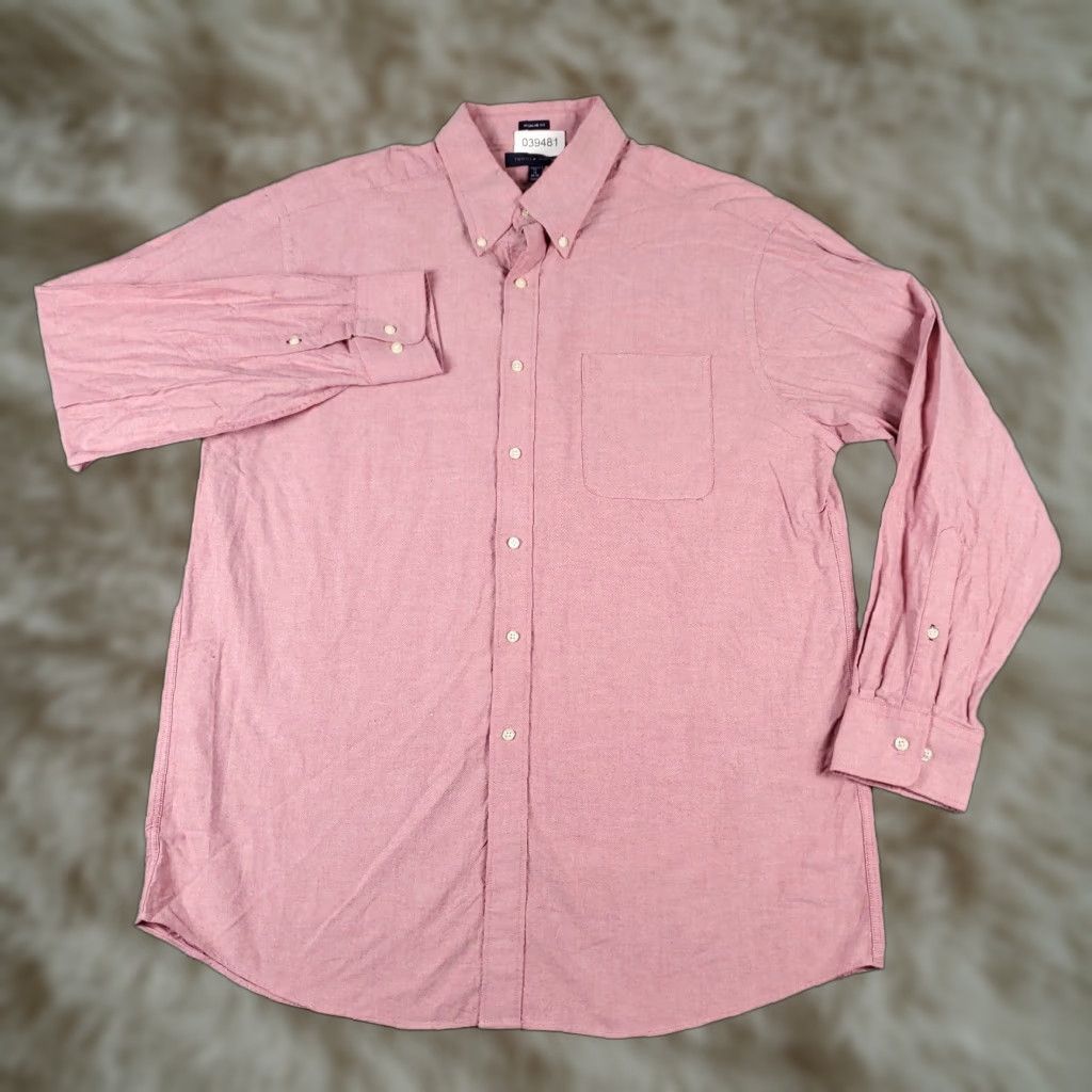 Tommy Hilfiger Tommy Hilfiger Dress Shirt Mens 17 Red Button-Down Long Sleeve 100% Cotton Regular Fit Mens Size 46R - 1 Thumbnail
