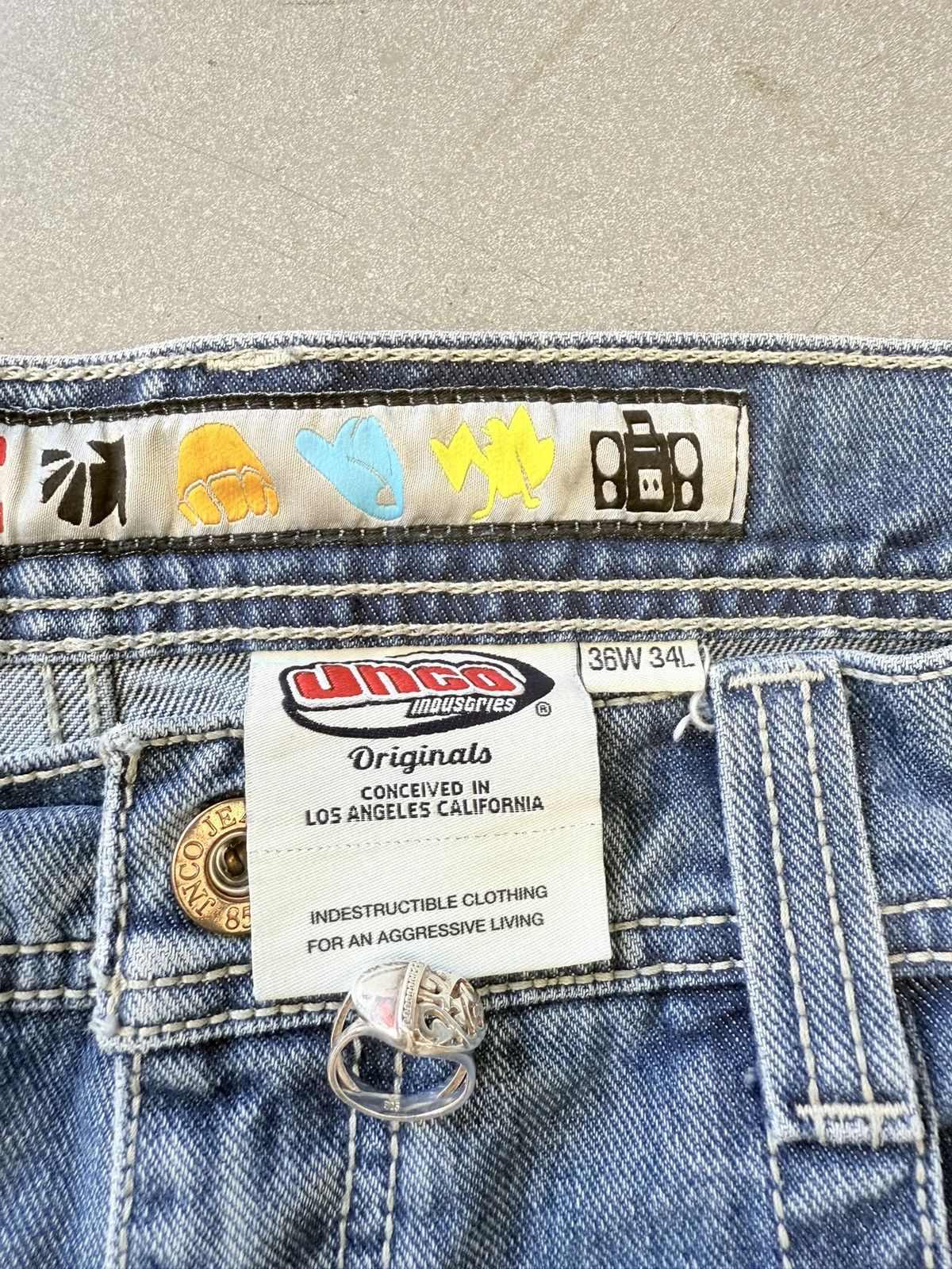 JNCO × Vintage Jnco Jeans Industries Wide Flared Leg Front Embroidered Pant Size US 36 / EU 52 - 6 Thumbnail