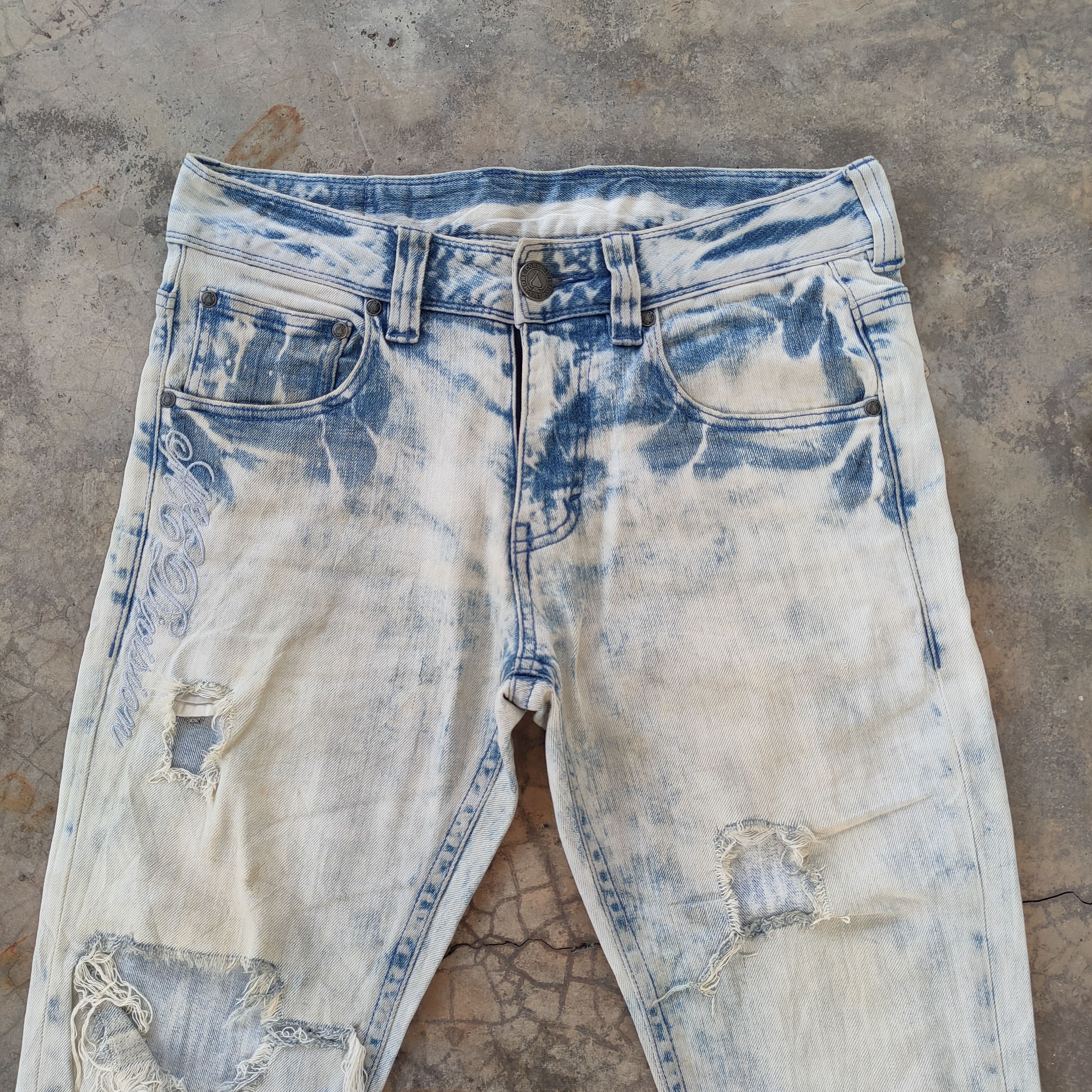 Japanese Brand VINTAGE MCD PUNK ROCK FADED WASH DISTRESSED JEANS PANTS Size US 32 / EU 48 - 3 Thumbnail