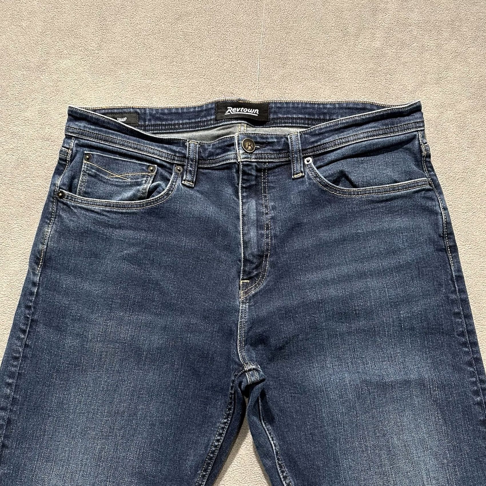 Denime Revtown Jeans 36x32 Blue Medium Wash Regular Fit 5-Pocket Denim Straight Men's JeansMens Size US 36 / EU 52 - 3 Thumbnail