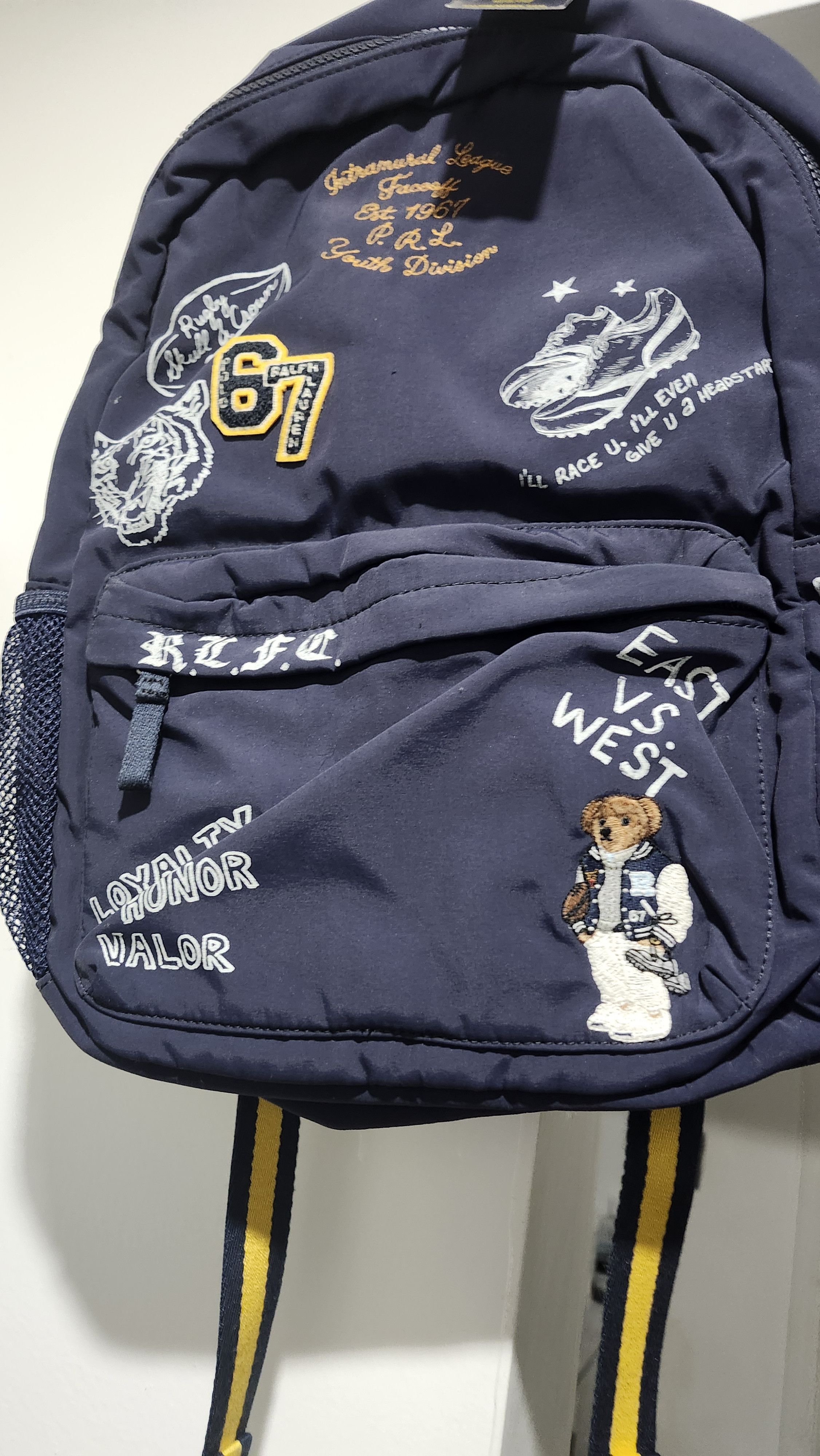 Polo Ralph Lauren Deadstock Polo Bear 1967 Football Bear Backpack Book Bag Size ONE SIZE - 3 Thumbnail