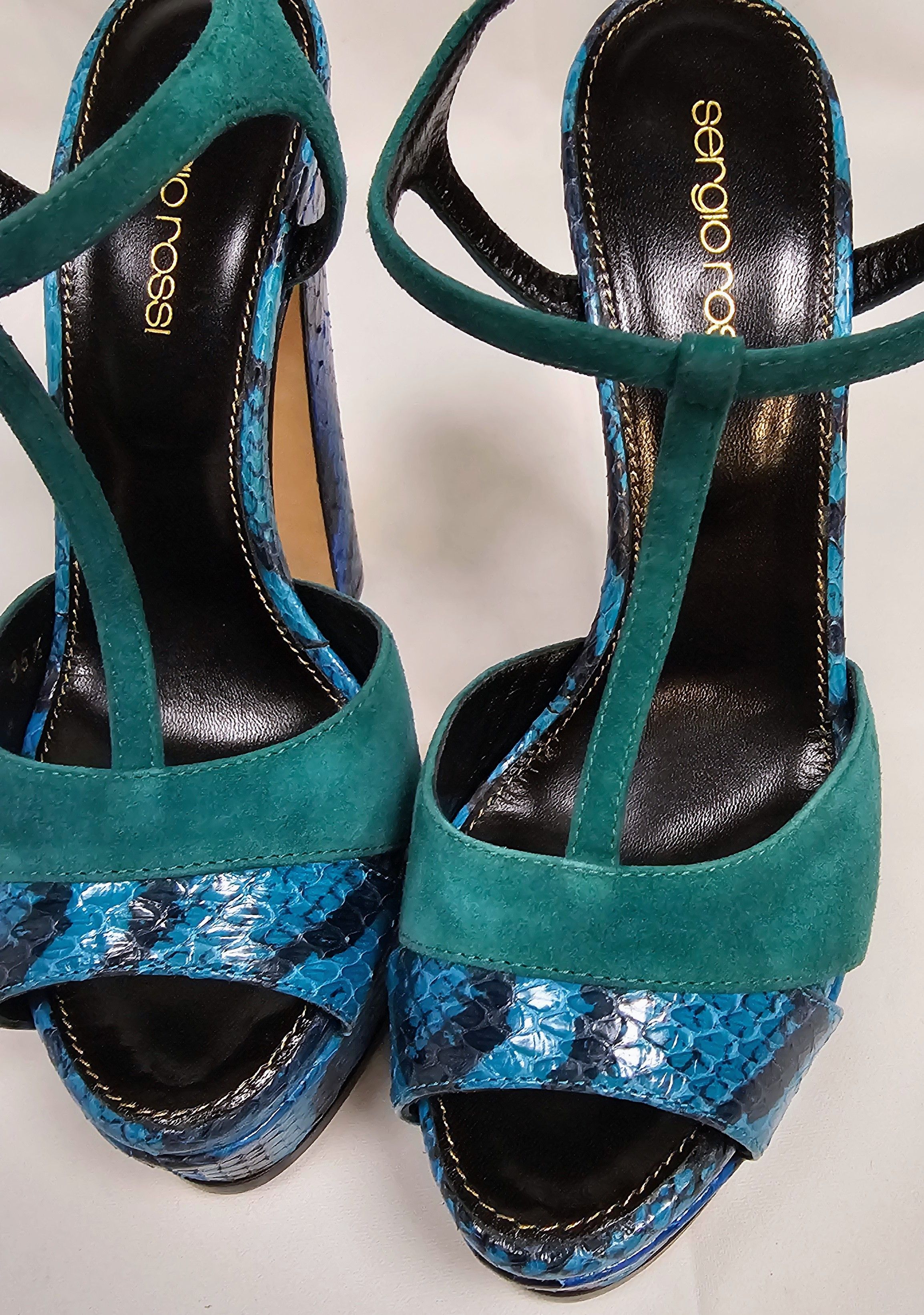 Sergio Rossi Sergio Rossi Elaphe Suede Python Leather Platforms Size 5.5 Size US 5.5 / IT 35.5 - 18 Thumbnail