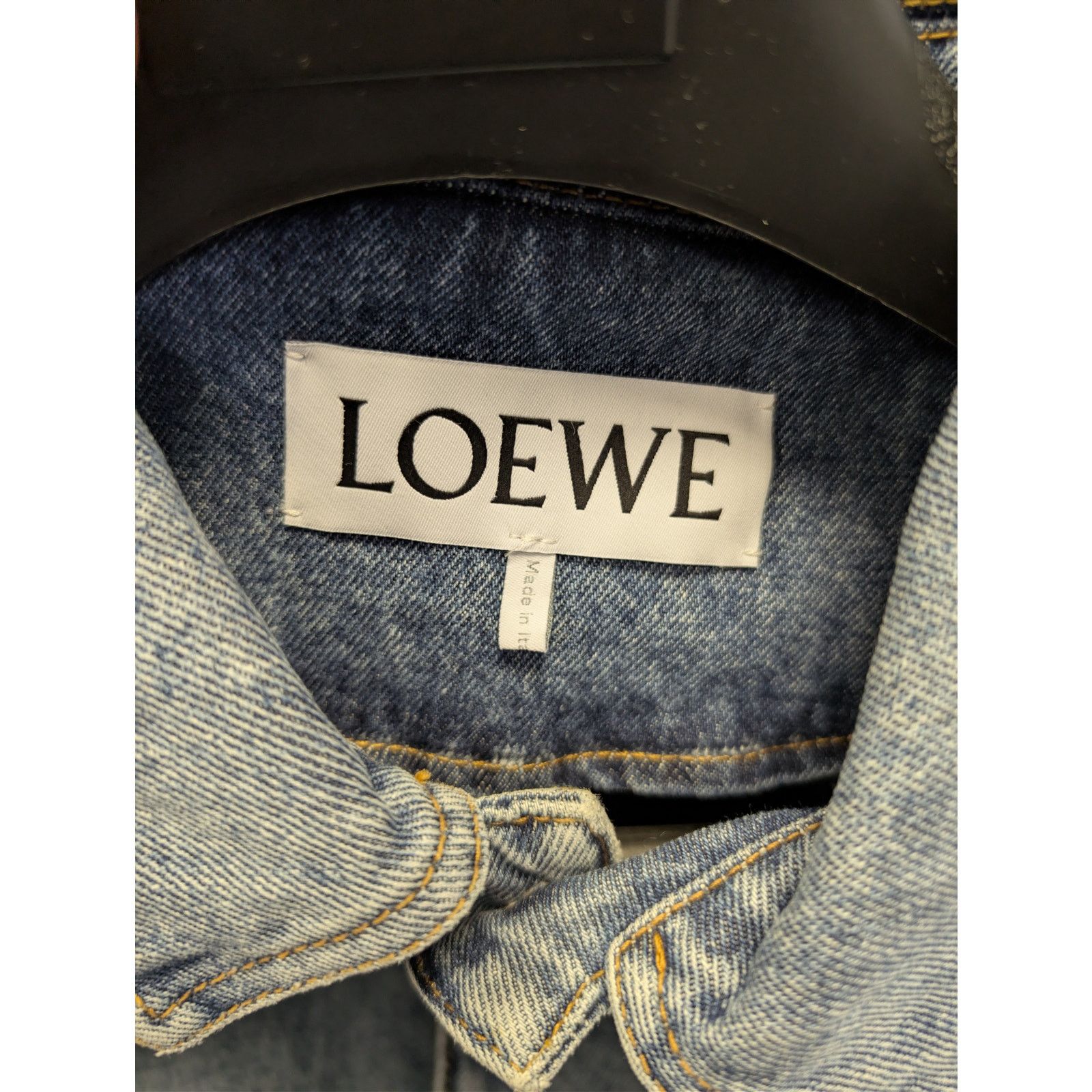 Loewe o1rshd1 Contrast Leather Panelling Denim Jacket in Blue Size US L / EU 52-54 / 3 - 18 Thumbnail