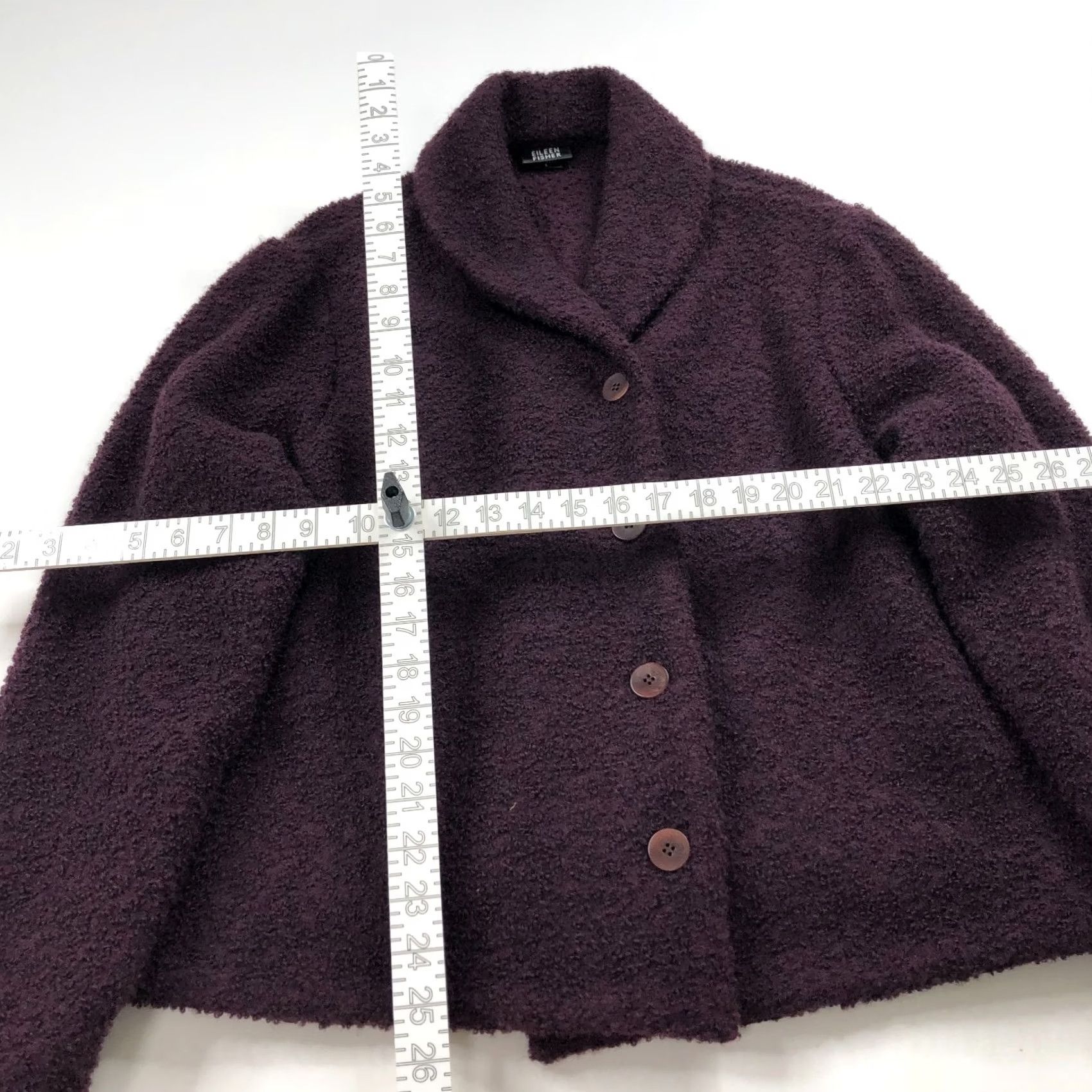 J. Jill J.Jill Womens Blazer Wool Blend 3 Button Purple MINT Solid Knit L Mid-Length Long Sleeve Buttoned Collar Fall Spring Summer Winter Womens Size L / US 10 / IT 46 - 5 Thumbnail