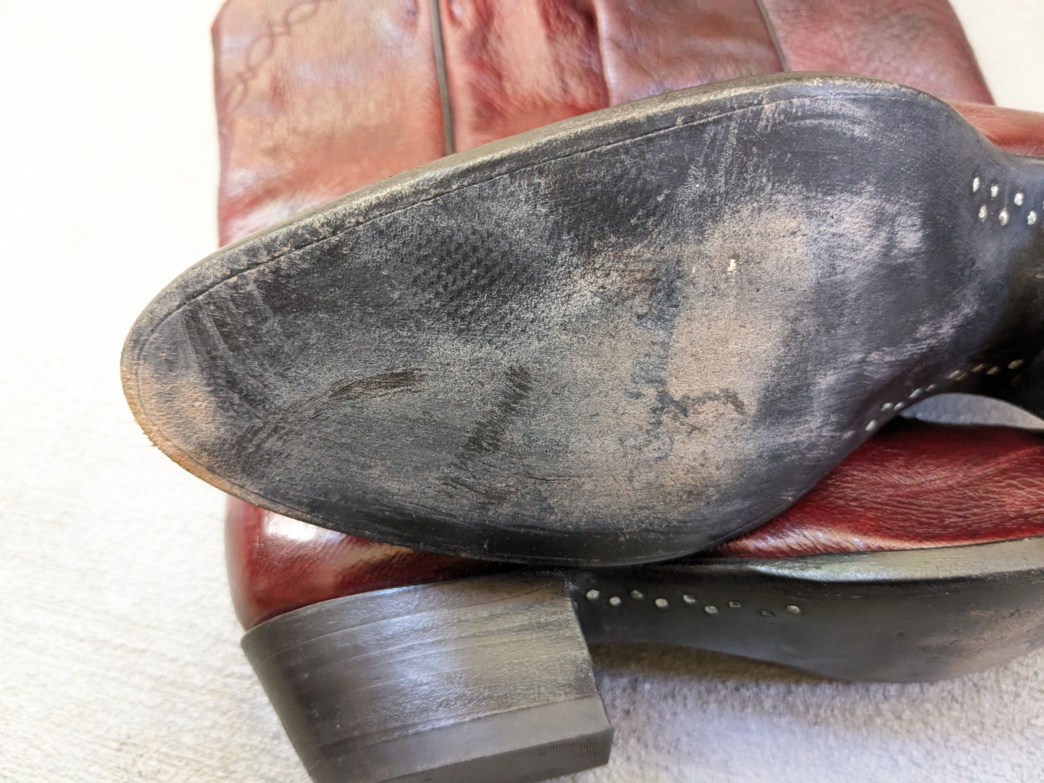 Larry Mahan × Vintage Larry Mahan Cowboy Boots Red 9 E Wide Biker Leather USA Size US 9 / EU 42 - 17 Thumbnail