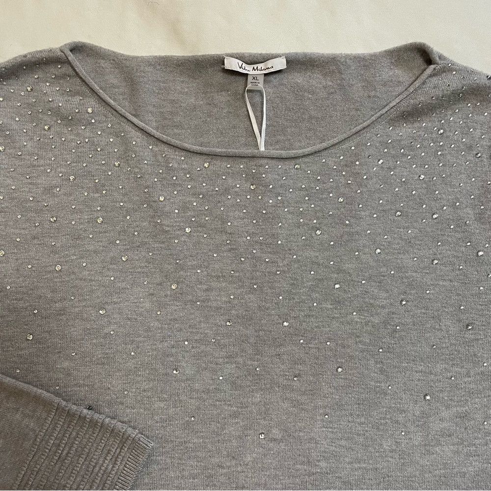 Other NWT New Villa Milano Grey Rhinestone Bell Sleeve Sweater Si Size XL / US 12-14 / IT 48-50 - 9 Thumbnail