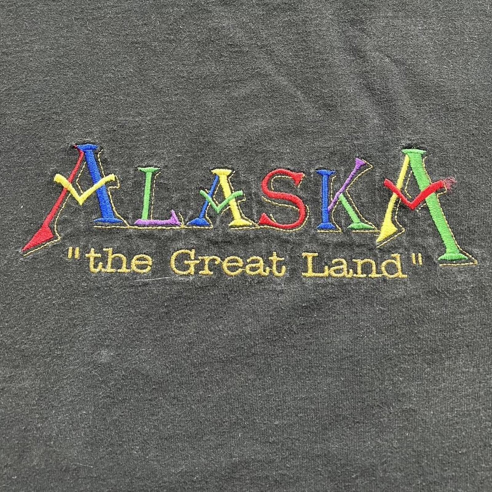Jerzees Vintage 90s Alaska The Great Land Embroidered Black T-shirt Size S / US 4 / IT 40 - 5 Thumbnail