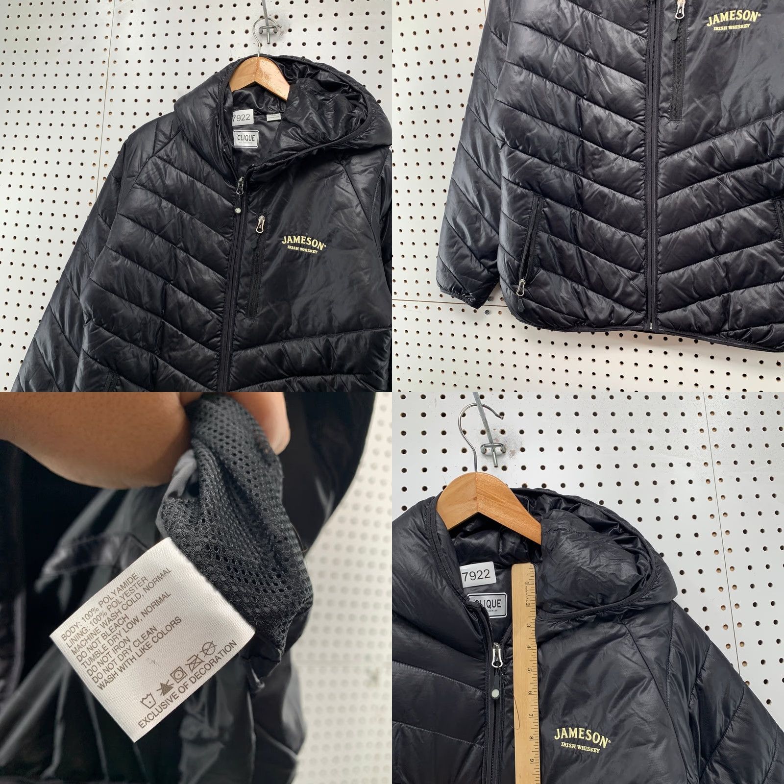 Vintage Clique Jameson Puffer Jacket Mens M Black Lightweight Size US M / EU 48-50 / 2 - 8 Thumbnail