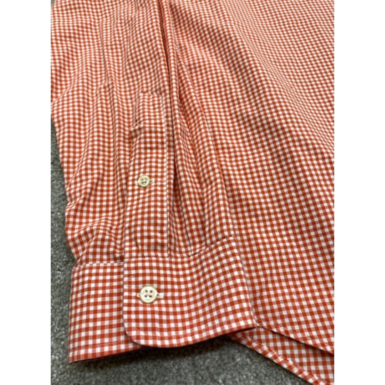 Ralph Lauren VINTAGE Ralph Lauren Shirt Mens XL Long Sleeve Button Up Orange White Checked Blue Pony Size US XL / EU 56 / 4 - 2 Thumbnail