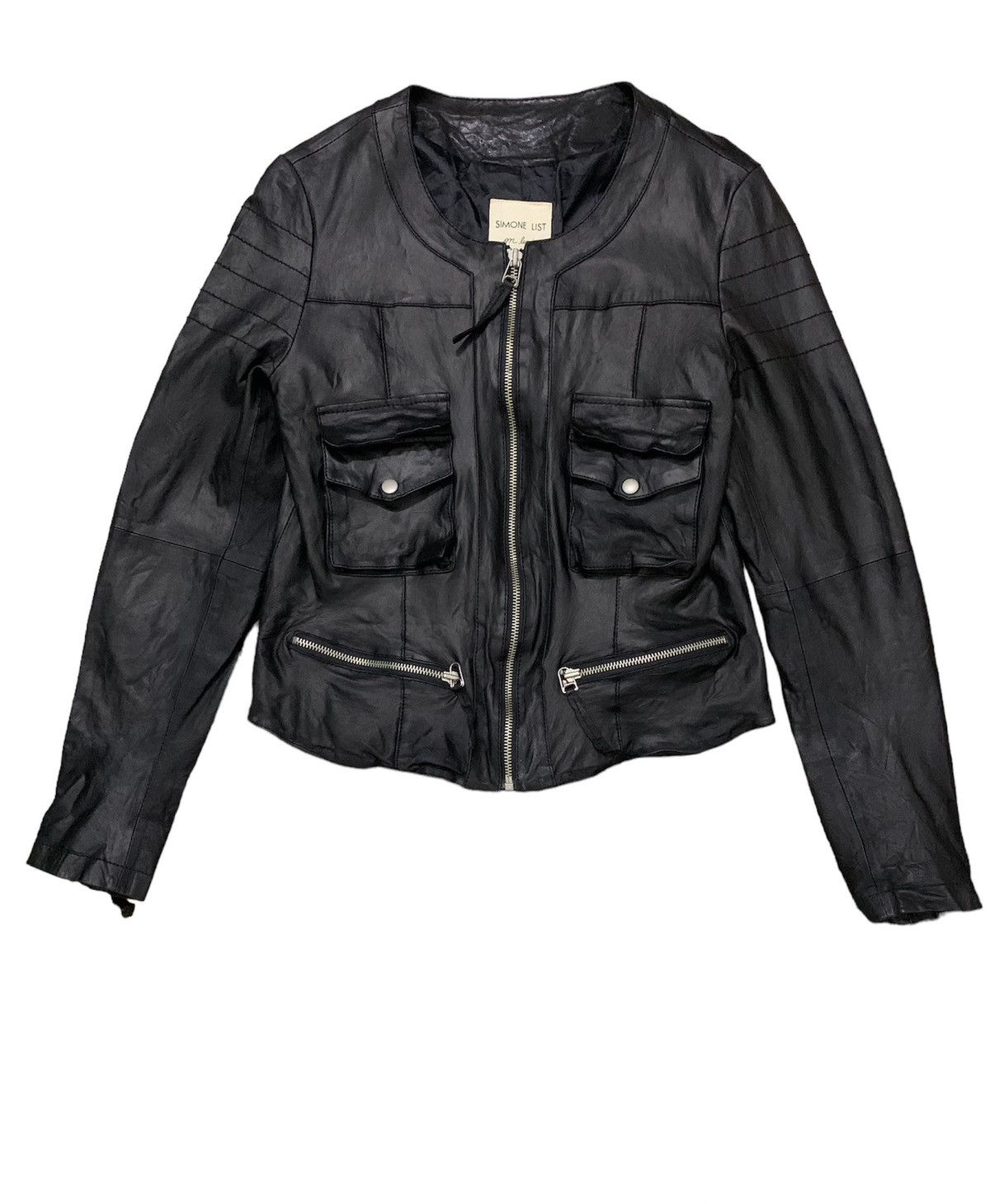 Genuine Leather × Japanese Brand Crop top leather bike jacket by simone list (B) Size M / US 6-8 / IT 42-44 - 1 Thumbnail