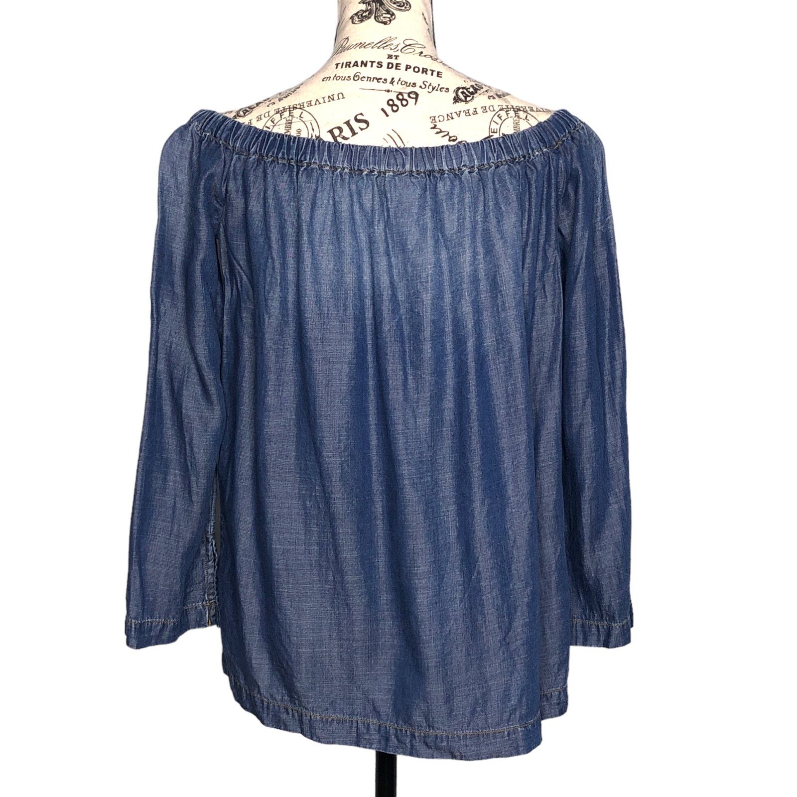 Other Cloth & Stone Off Shoulder Split Sleeve Side Chambray Top Size S / US 4 / IT 40 - 6 Thumbnail