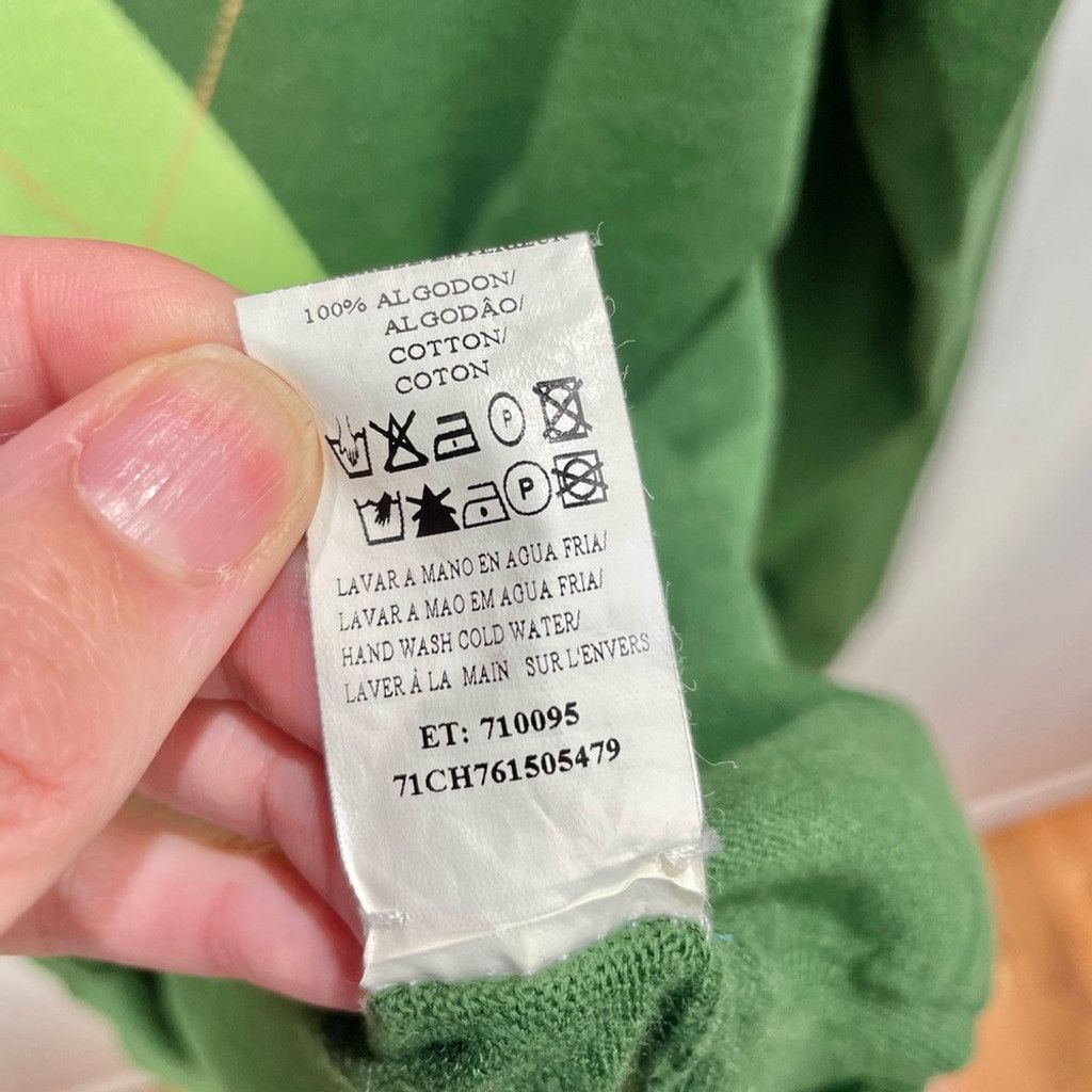 Carolina Herrera CH Carolina Herrera Green Cotton Argyle V Neck Sweater US M Size US M / EU 48-50 / 2 - 8 Thumbnail
