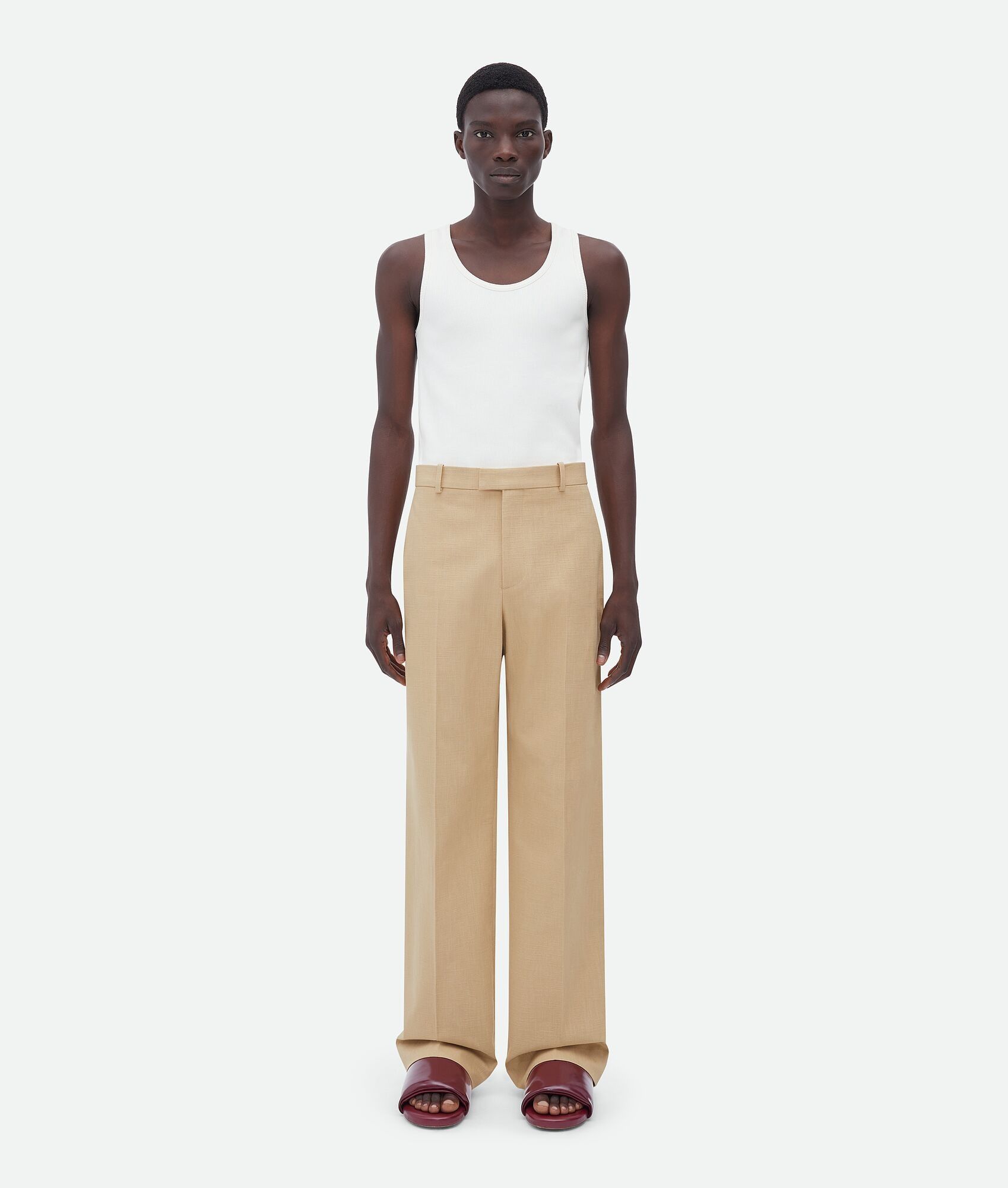Bottega Veneta o1n1vont0125 Straight Leg Textured Cotton Pant in Beige Size US 32 / EU 48 - 1 Thumbnail