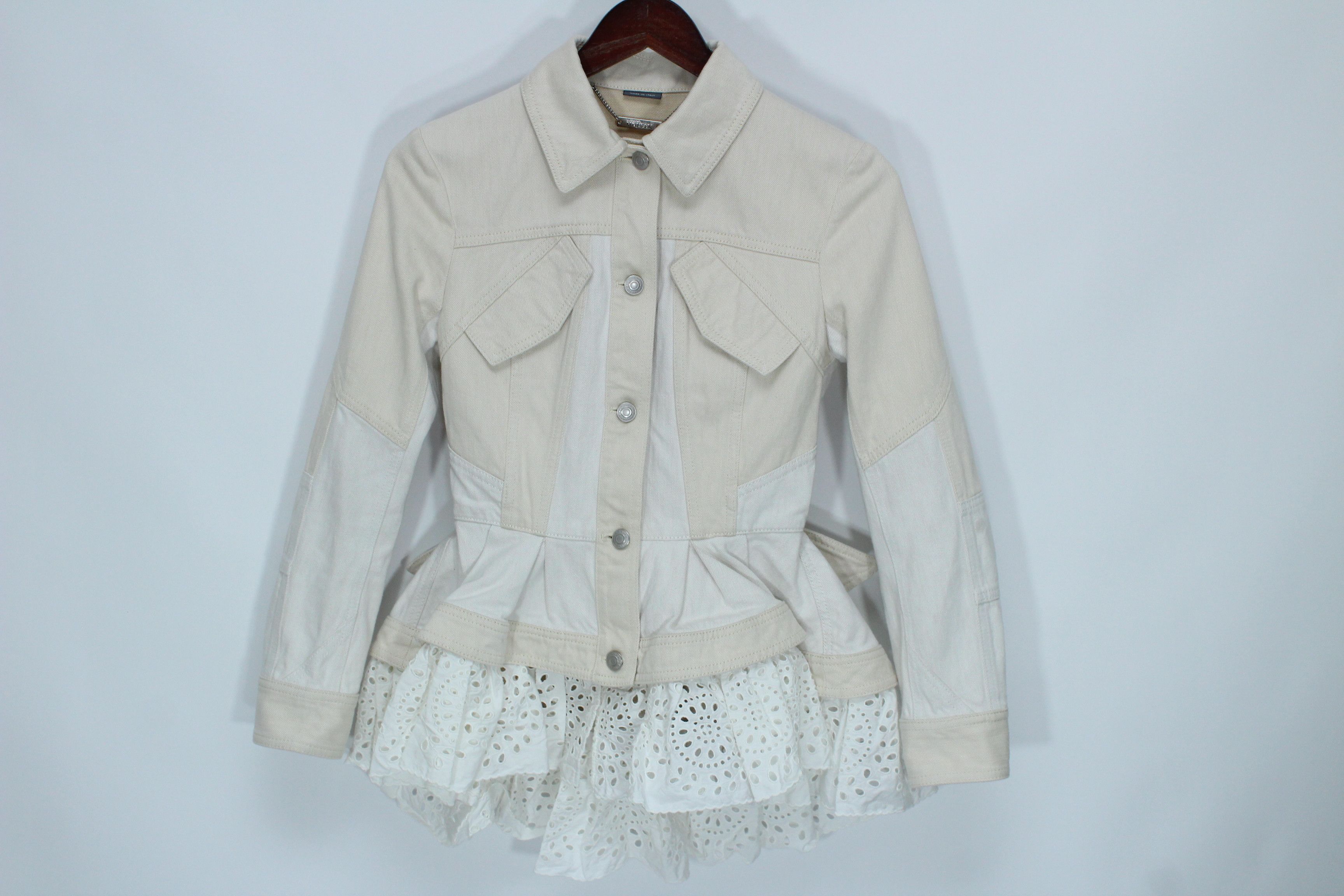 Alexander McQueen Alexander McQueen Ruffled Peplum Lace Denim Jacket IT 40 Size S / US 4 / IT 40 - 2 Thumbnail