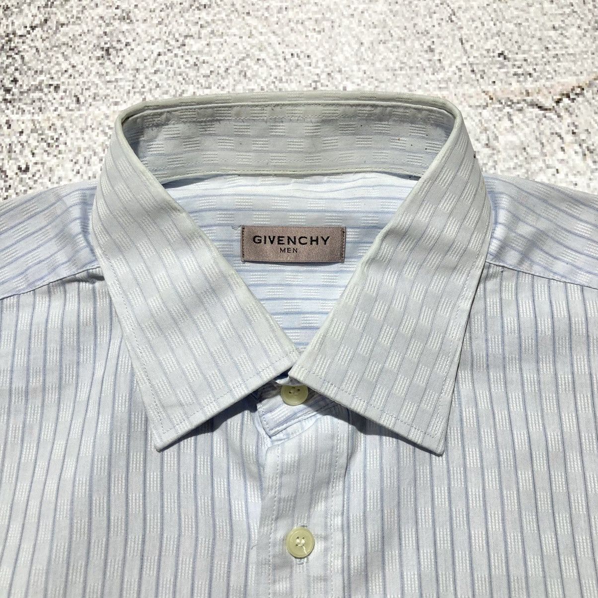 Givenchy 1990s Vintage Givenchy Men Stripe Pocket Shirt Blue Luxury Size US XL / EU 56 / 4 - 13 Thumbnail
