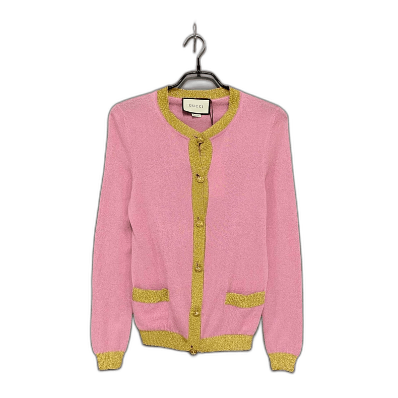 Gucci Pink Cardigan with Gold Trim by GUCCI Size XS / US 0-2 / IT 36-38 - 1 Thumbnail