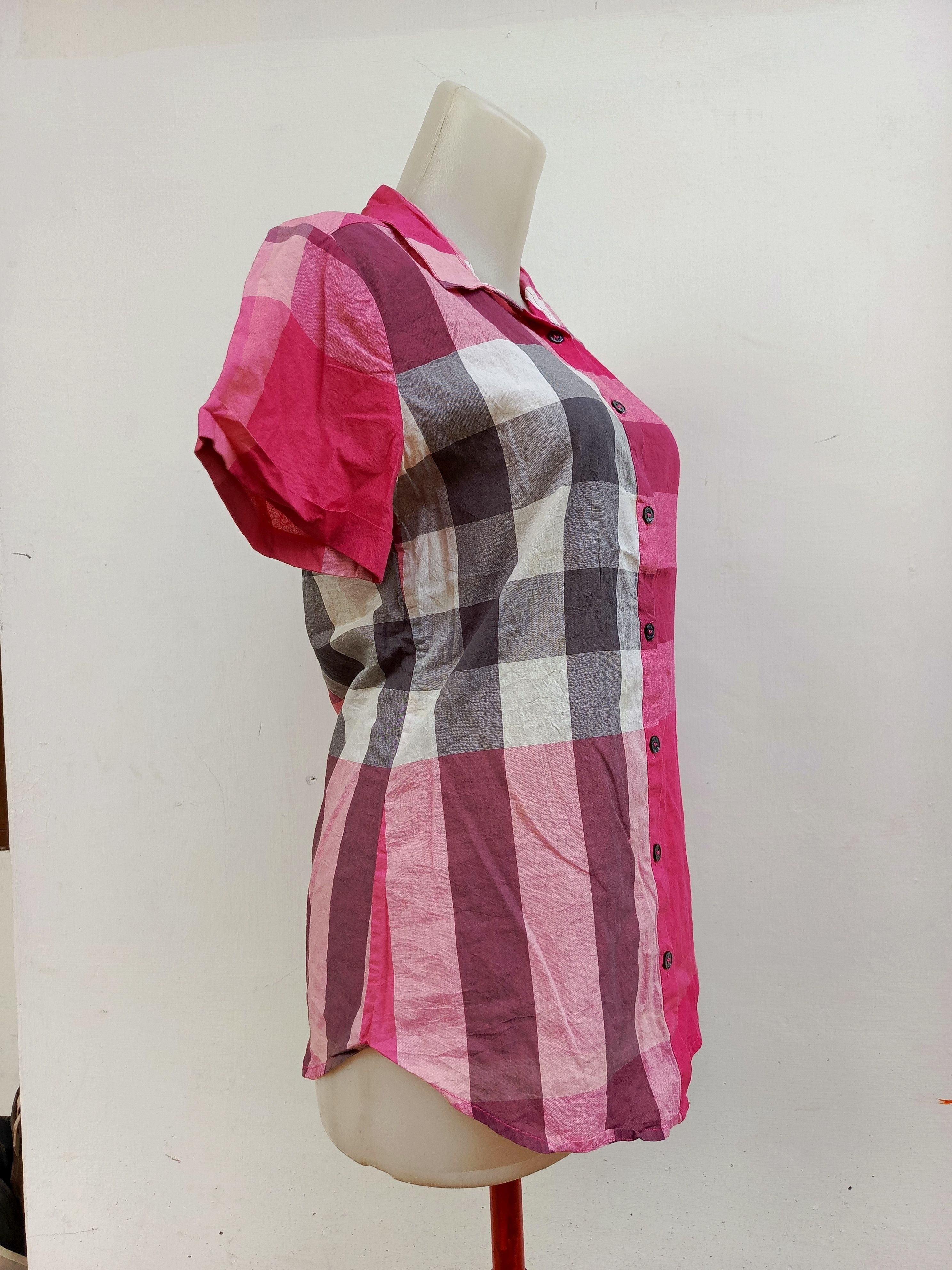 Burberry Burberry Brit Nova Check Short Sleeve Shirt – Women Size S / US 4 / IT 40 - 4 Thumbnail