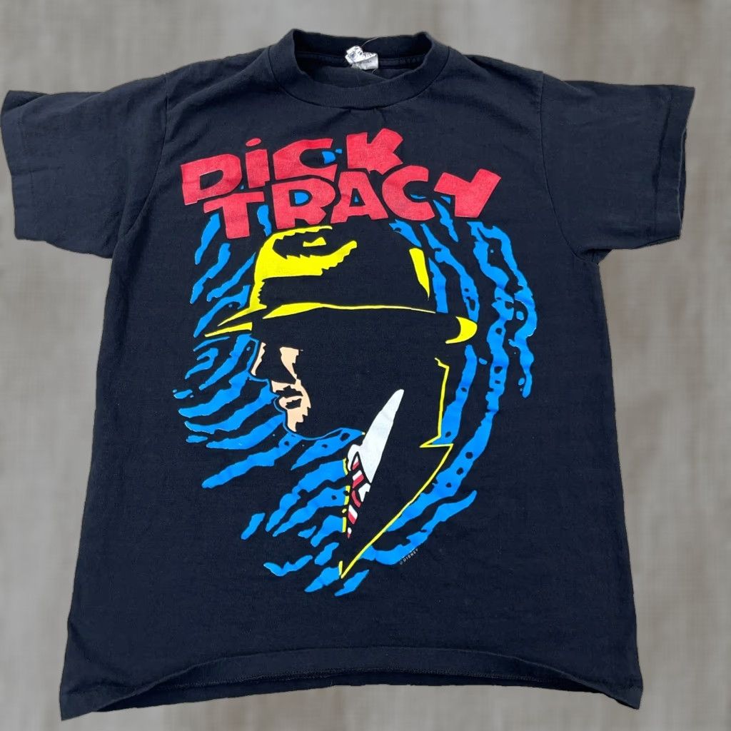 Disney VINTAGE Disney Dick Tracy T-Shirt Men Medium Black 90s Cartoon Logo Tee Cotton Jersey Size US M / EU 48-50 / 2 - 1 Thumbnail