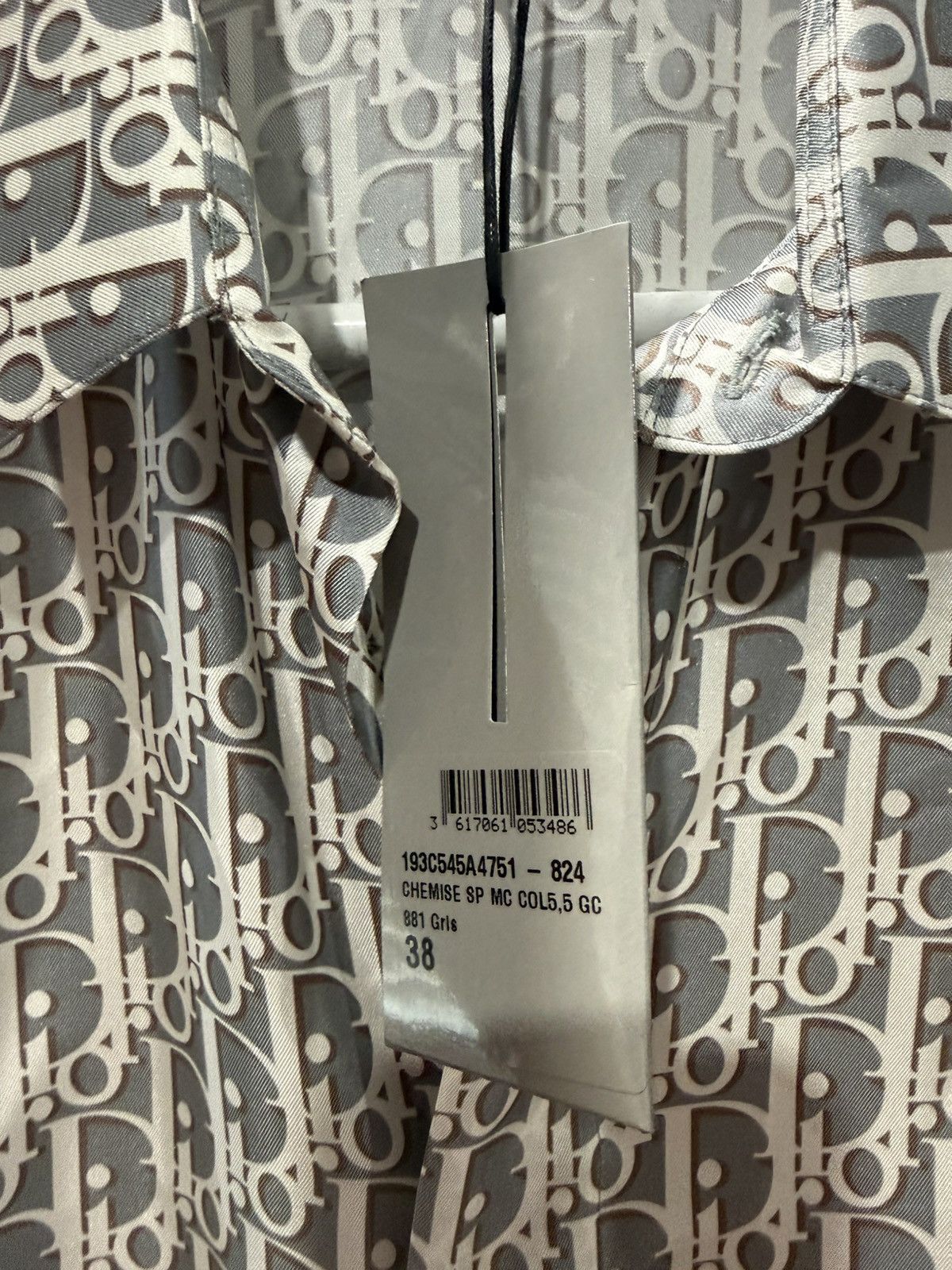 Dior Dior Grey Oblique Silk Button Up Shirt Size US S / EU 44-46 / 1 - 3 Thumbnail