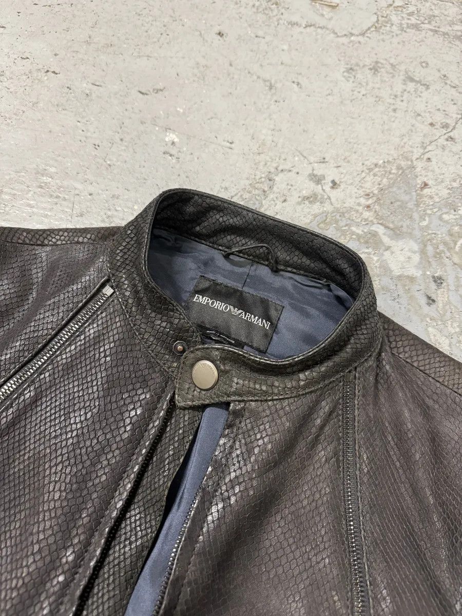 Emporio Armani SS2009 Emporio Armani Brown Snakeskin Effect Leather Multi Zips Jacket Size US S / EU 44-46 / 1 - 11 Thumbnail