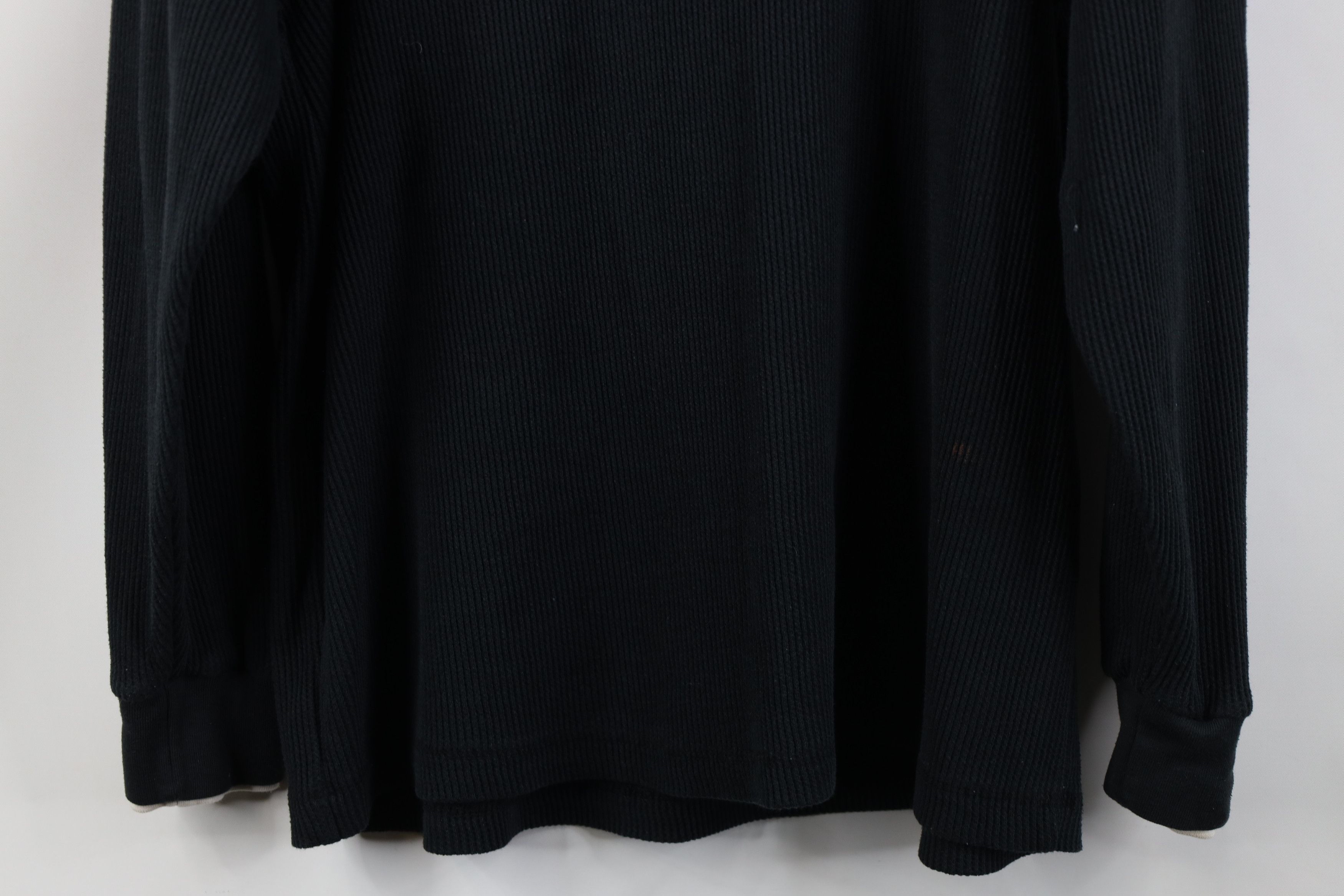 Vintage Vintage 90s Streetwear Waffle Knit Henley T-Shirt Black Size L / US 10 / IT 46 - 15 Thumbnail