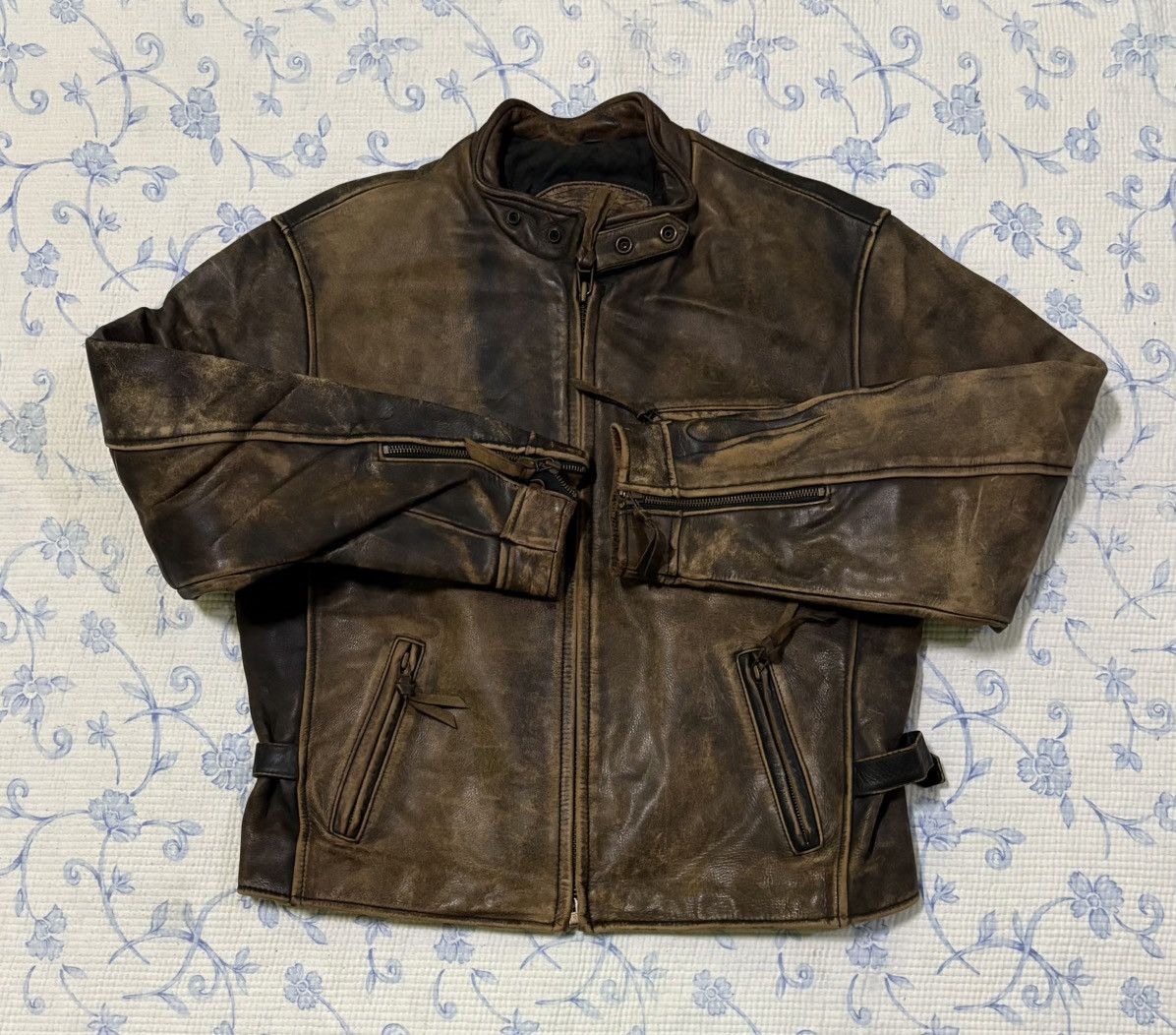 Other Cafe Racer Leather Jacket Biker Flame Jacket Size US L / EU 52-54 / 3 - 4 Thumbnail