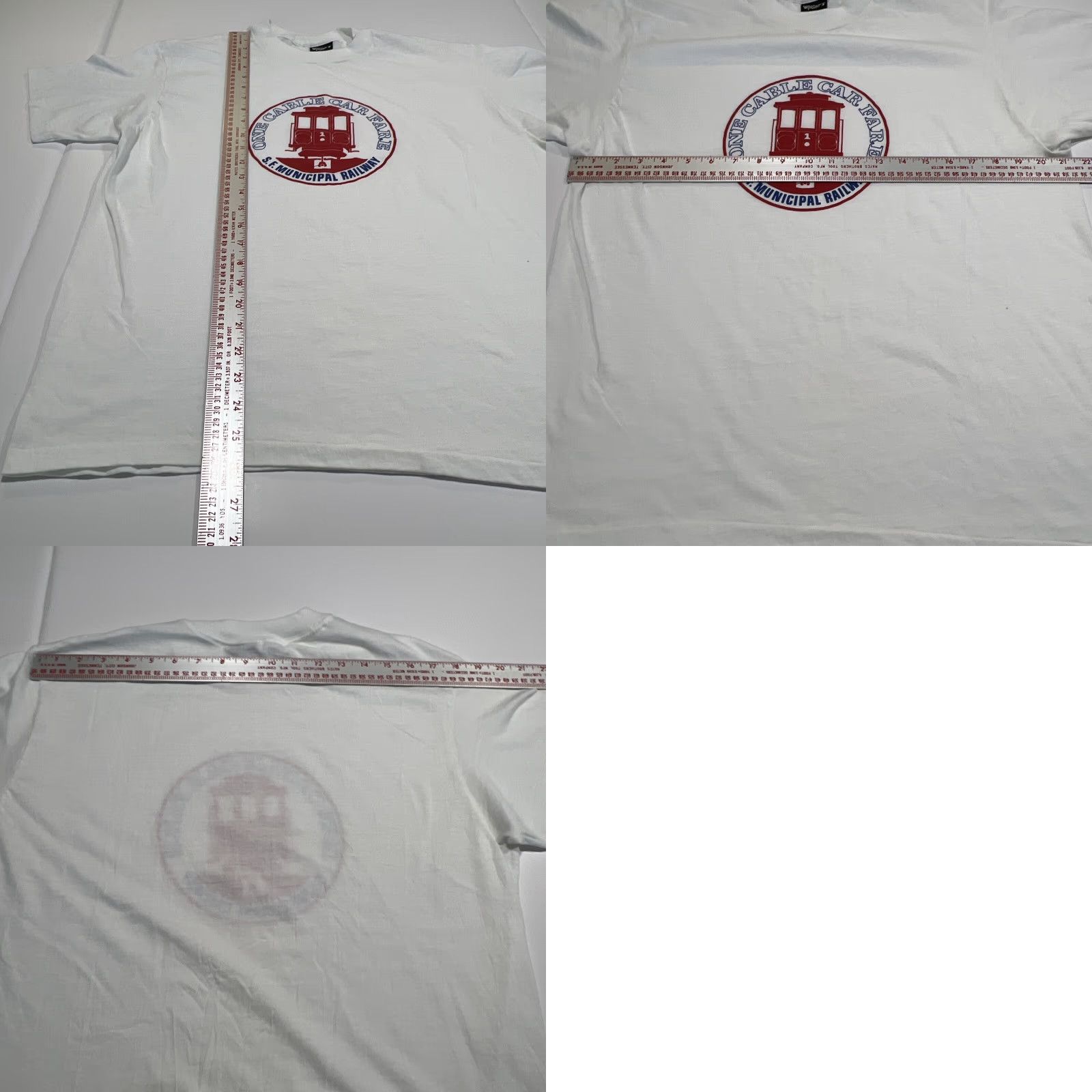 Vintage VINTAGE Wright’s San Francisco Municipal Railway One Cable Car Fare T Shirt XL Unisex White Cotton Blend Graphic Tee 1990s Single Stitch Mens Womens Size US XL / EU 56 / 4 - 8 Thumbnail